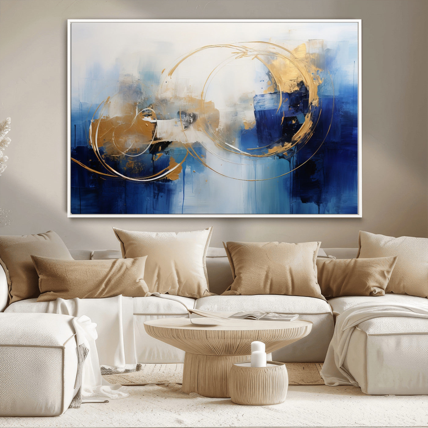 52314-MGV-CV-36X24-Navy Blue Abstract Wall Art Canvas Print