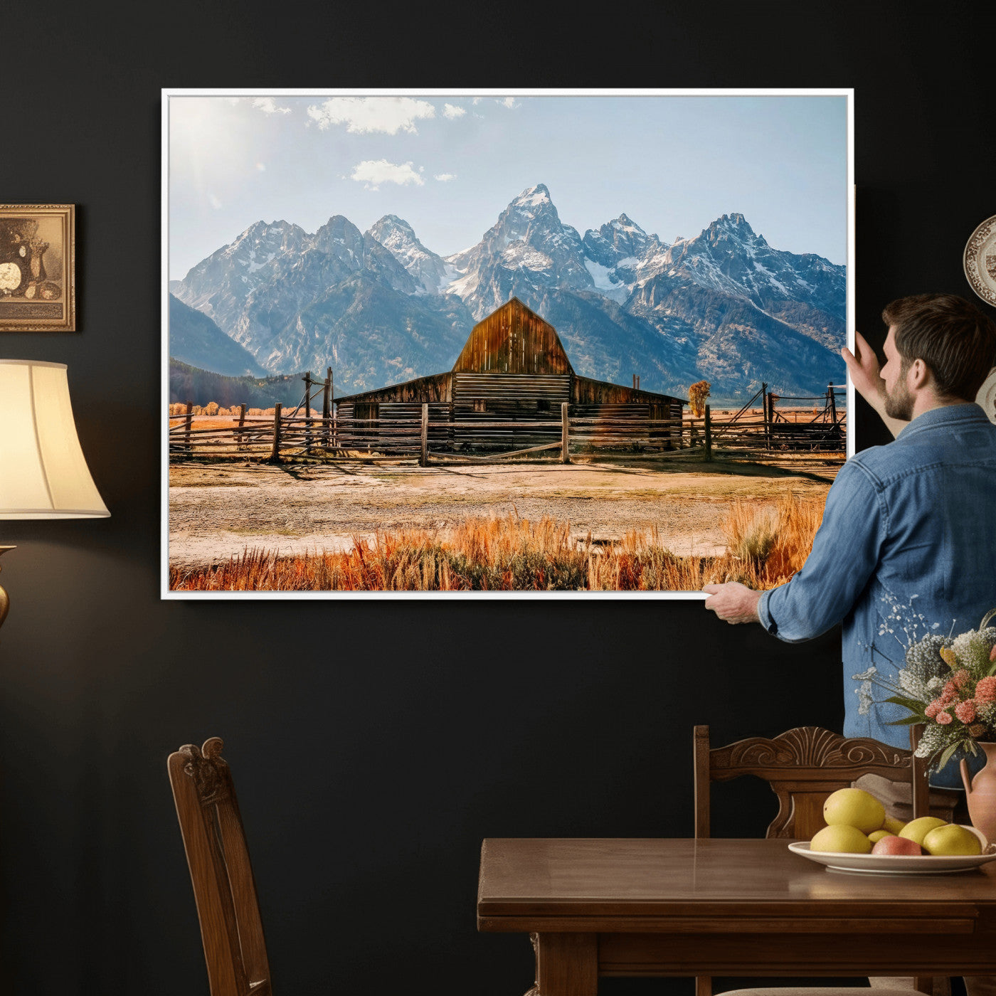 26513-MGV-CV-36X24 - Vintage Old Barn Field Wall Art Canvas Print for Farmhouse Decor - Rustic Barn Wall Art Canvas Print