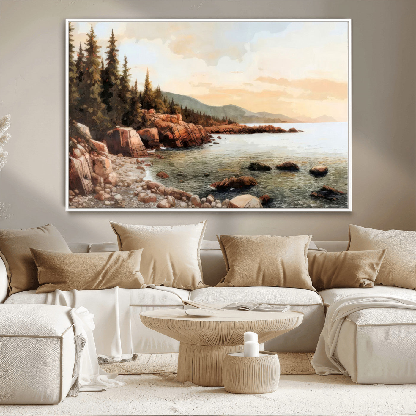 77145-MGV-CV-36X24-Serene Coastal View of Acadia National Park Wall Art - Stunning 3-Panel Wall Art Canvas Print,