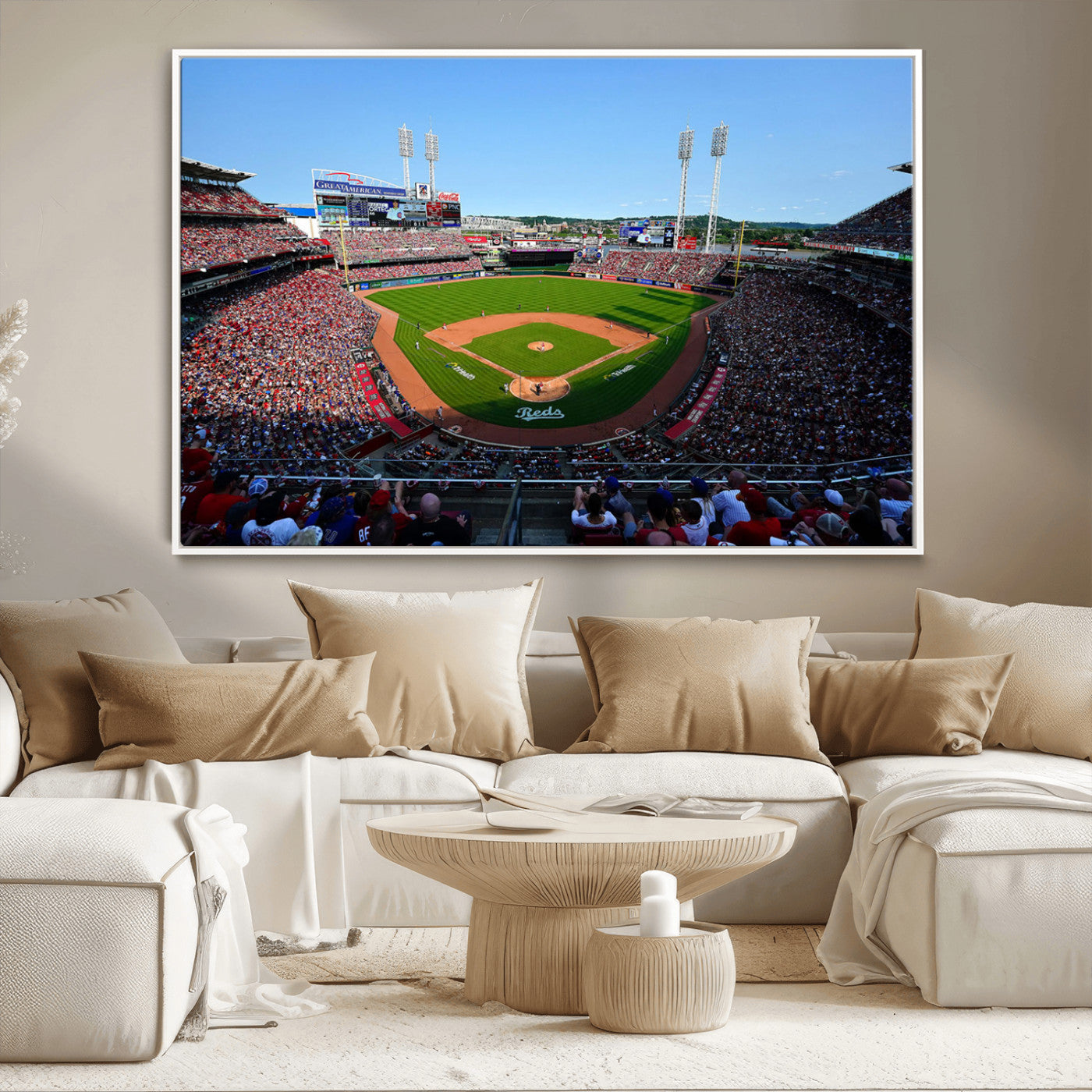 90998-MGV-CV-36X24-Cincinnati Reds Baseball Canvas Print - Great American Ball Park Stadium Wall Art Canvas Print