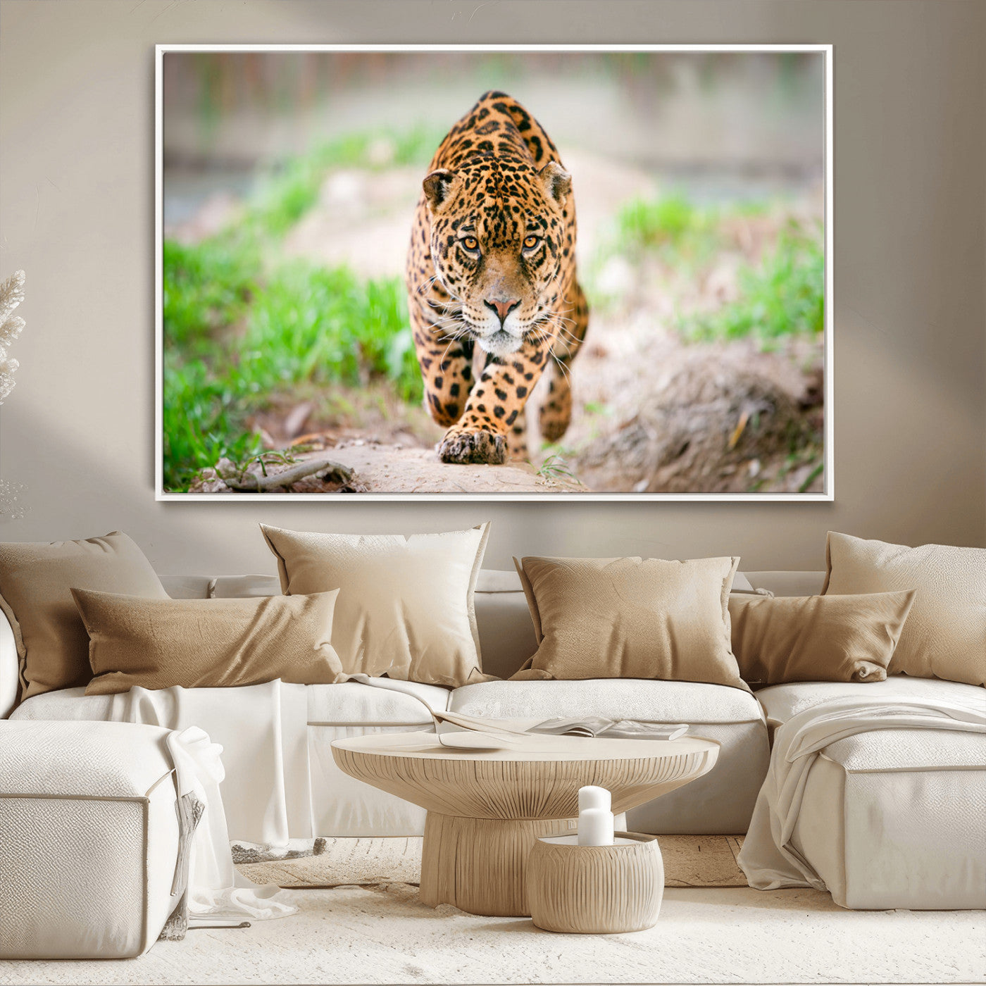 -Leopard on the Prowl - Stunning Large Framed Leopard Wall Art Canvas Wall Art for Living Room,