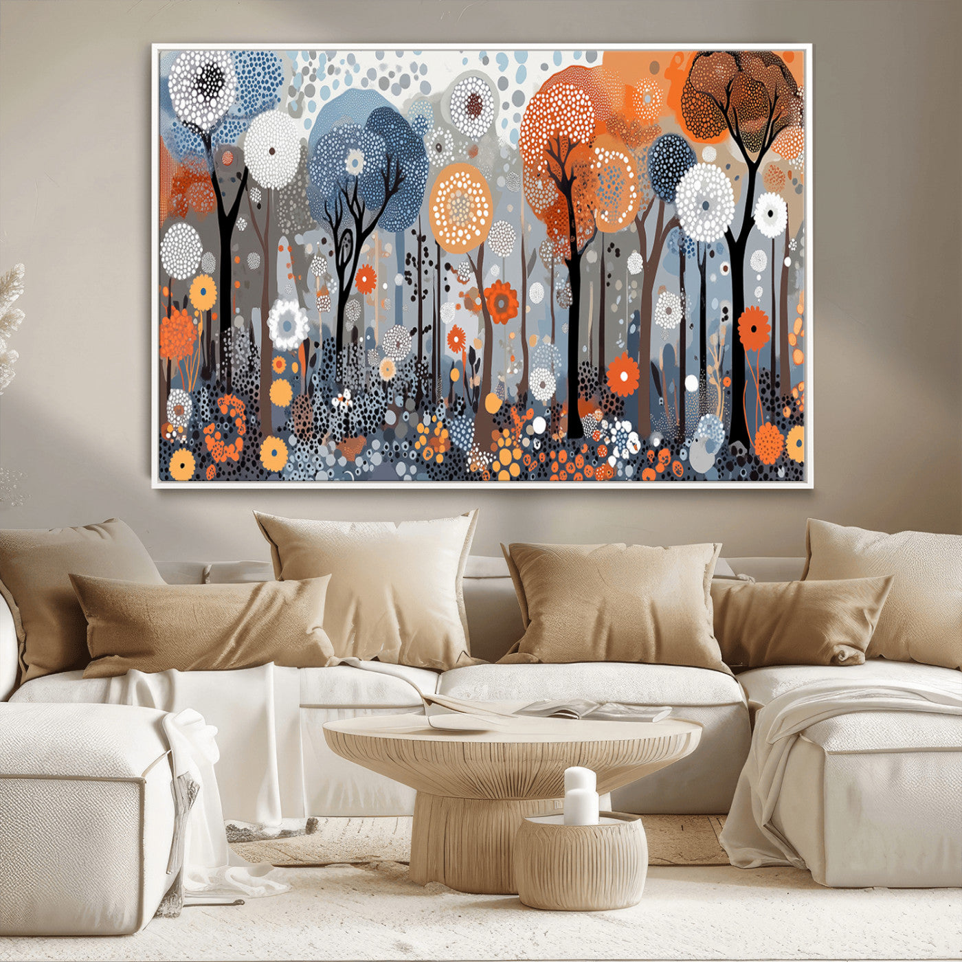 48857-MGV-CV-36X24-Abstract Winter Landscape Canvas Wall Art Print - Large Colorful Nature Wall Decor