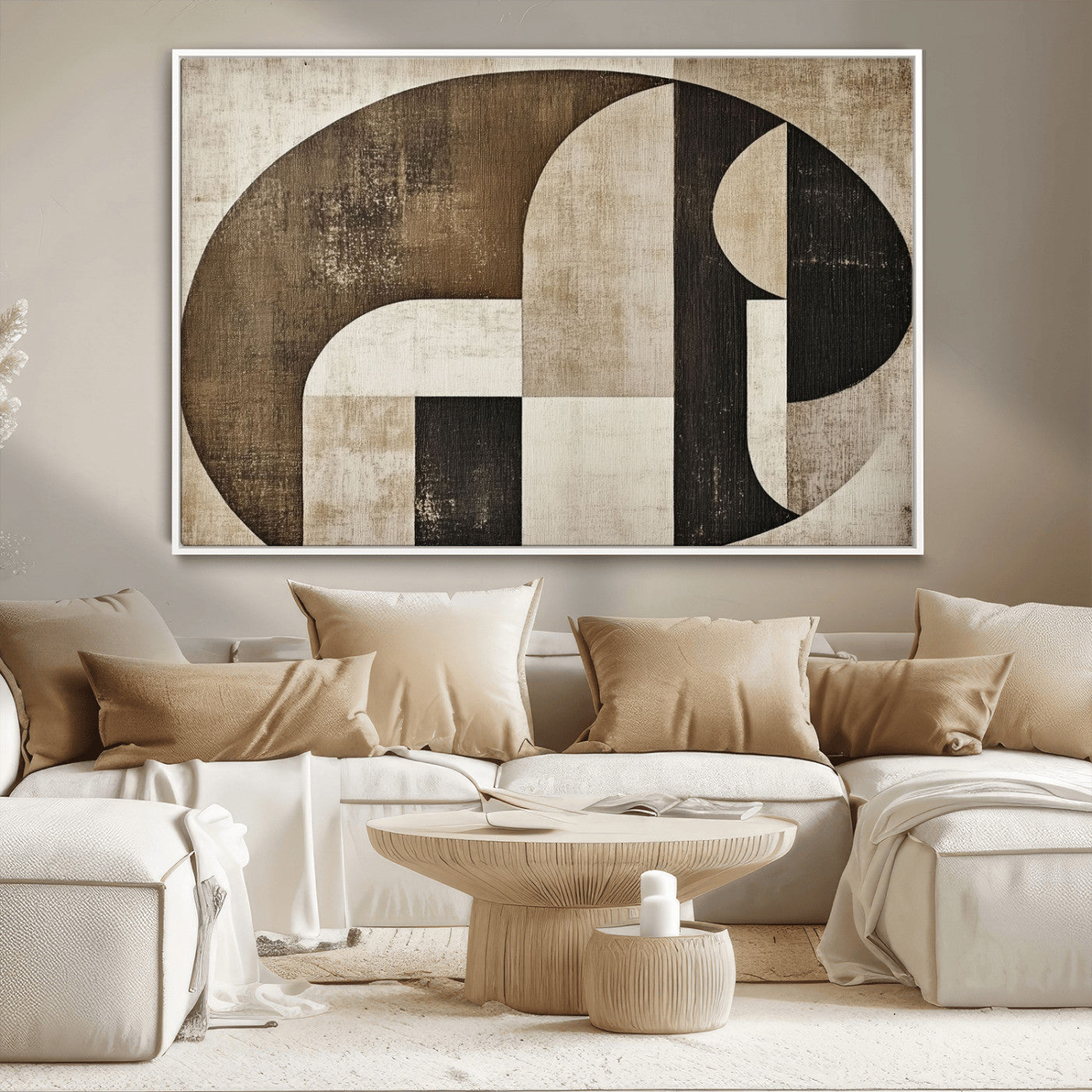 44796-MGV-CV-36X24-Wabi Sabi Abstract Wall Art | Geometric Modern Minimalist Canvas Print with Neutral Mid Century Art