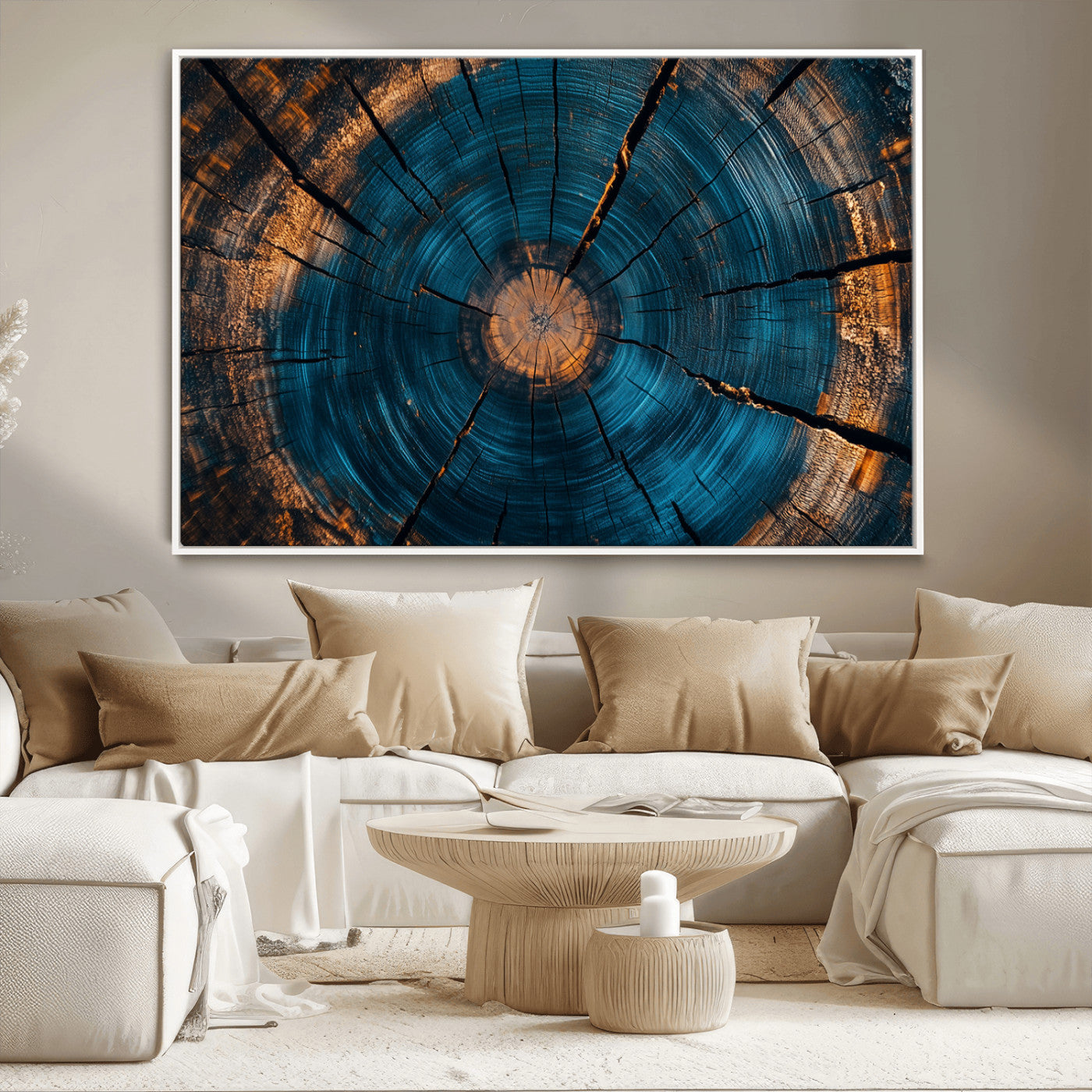 13398-MGV-CV-36X24-Abstract Tree Rings Wall Art Canvas Print Wood Grain Rings Artwork Nature Woodland Modern Wall Decor for Home, Office