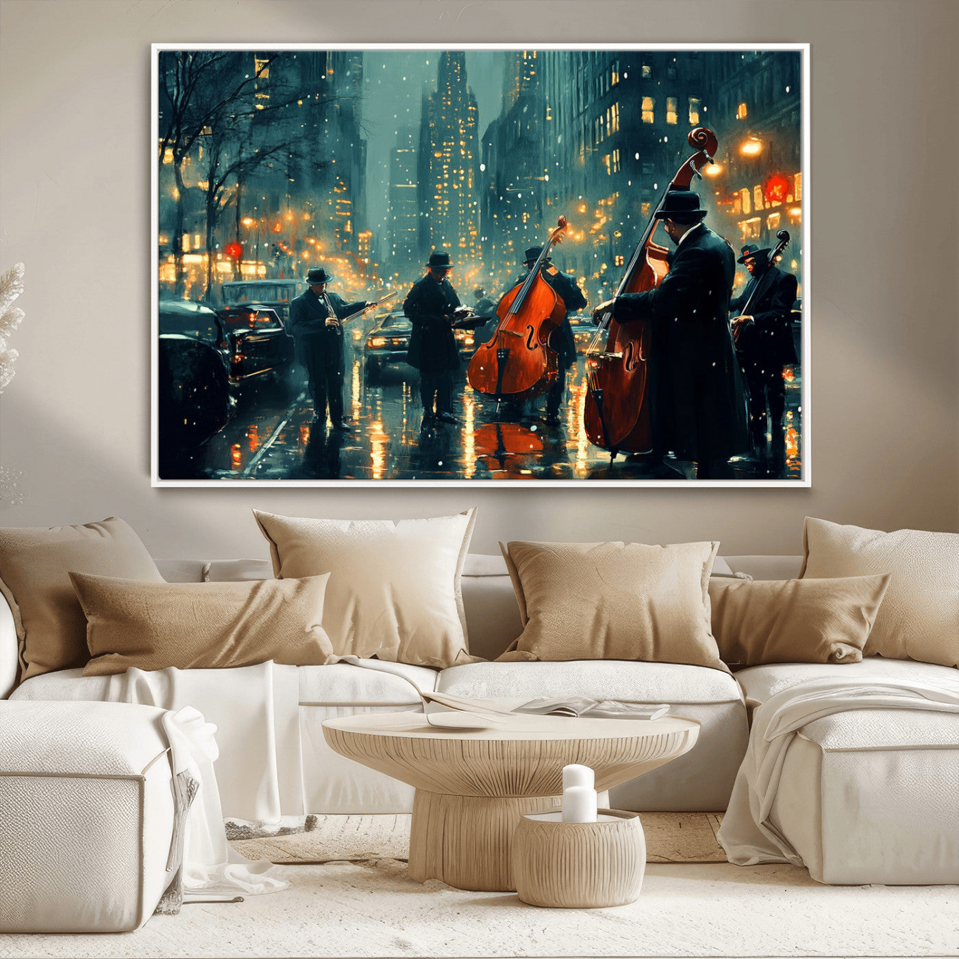 -African American Jazz Art Print - Framed Abstract Music Canvas - Colorful Instrument Poster for