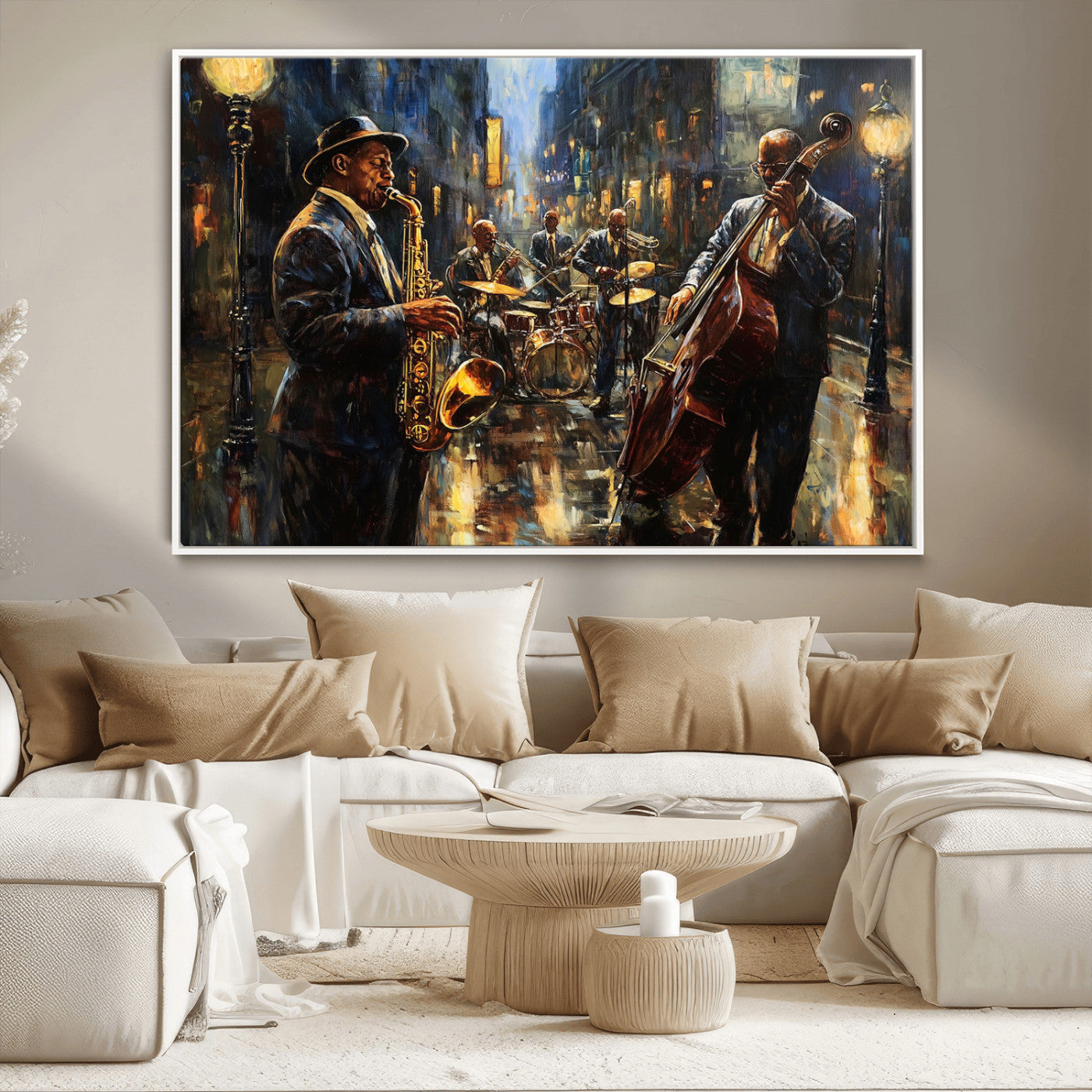 -Jazz Canvas Wall Art Print - Abstract African American Music Art - Framed Posters for Living Room or