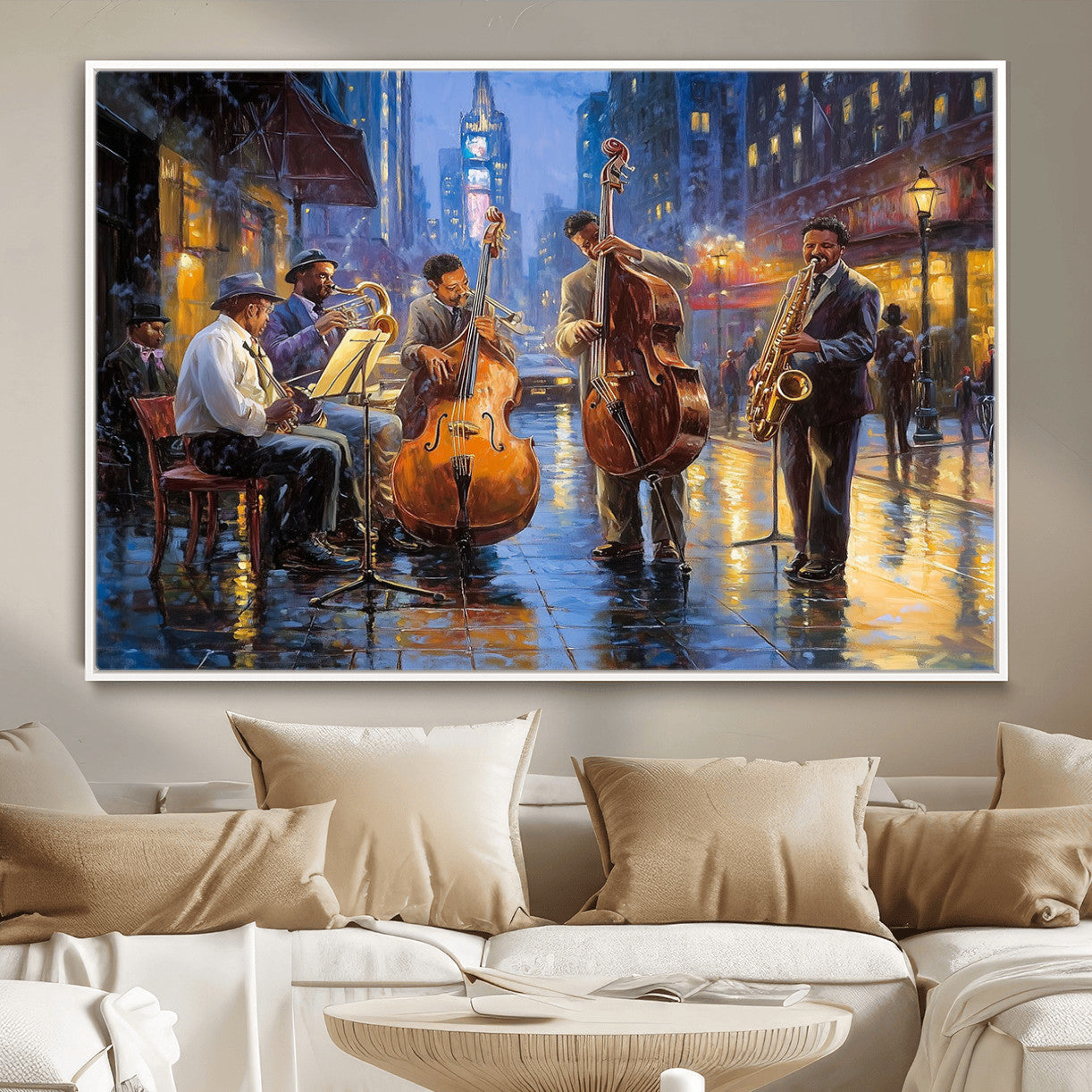 58694-MGV-FC-36X24 - Colorful Jazz Wall Art - African American Music Canvas Print - Framed Abstract Music Poster for Home