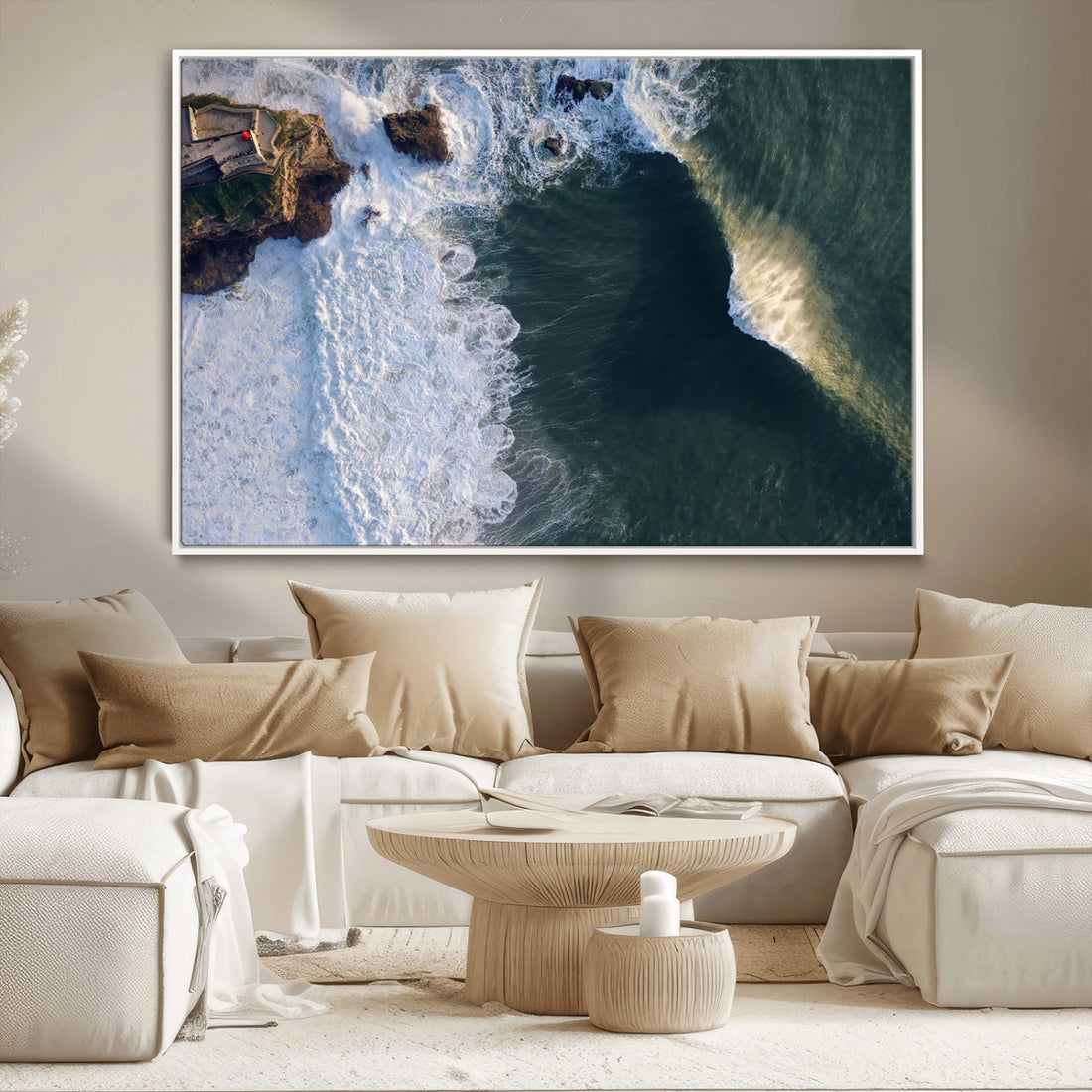 Ocean Wave Wall Art | Aerial Coastal View Canvas Artwork