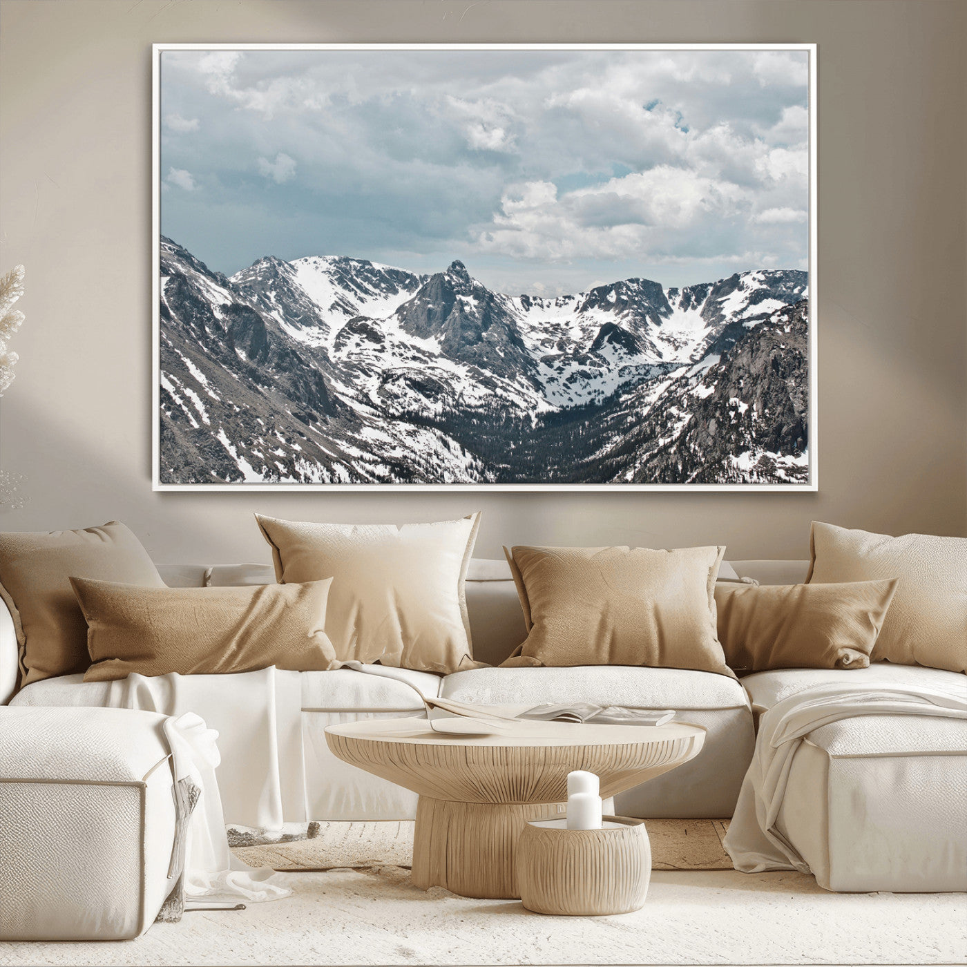 -Snowy Peaks Wall Art Canvas Print – Alpine Wilderness Mountain Escape Winter Serenity Artwork for Home, Office