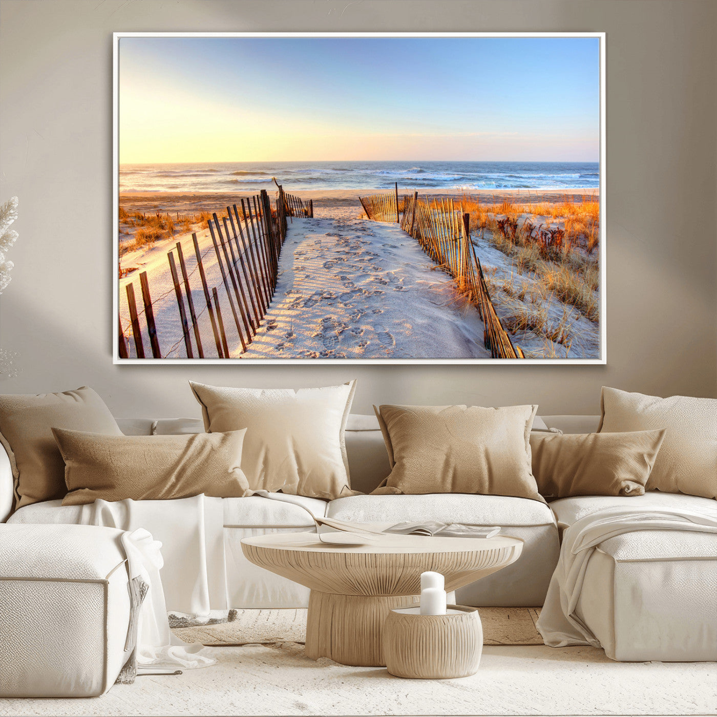 73351887-MGV-CV-36X24-Ocean Sunset Wall Art Canvas Print – Nautical Beach Photography Summer Coastal Serenity Artwork for Home, Office