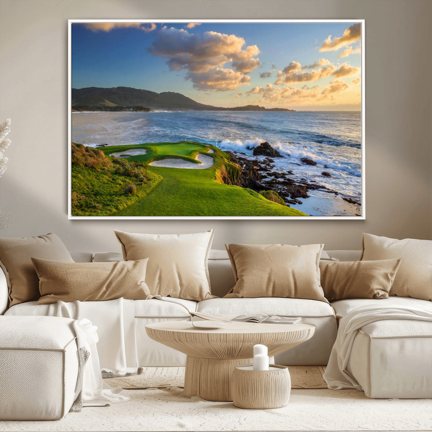 50107048-MGV-CV-36X24-Pebble Beach Golf Links Wall Art Canvas Print – Iconic Coastal Golf Course Artwork for Home, Office, Living Room