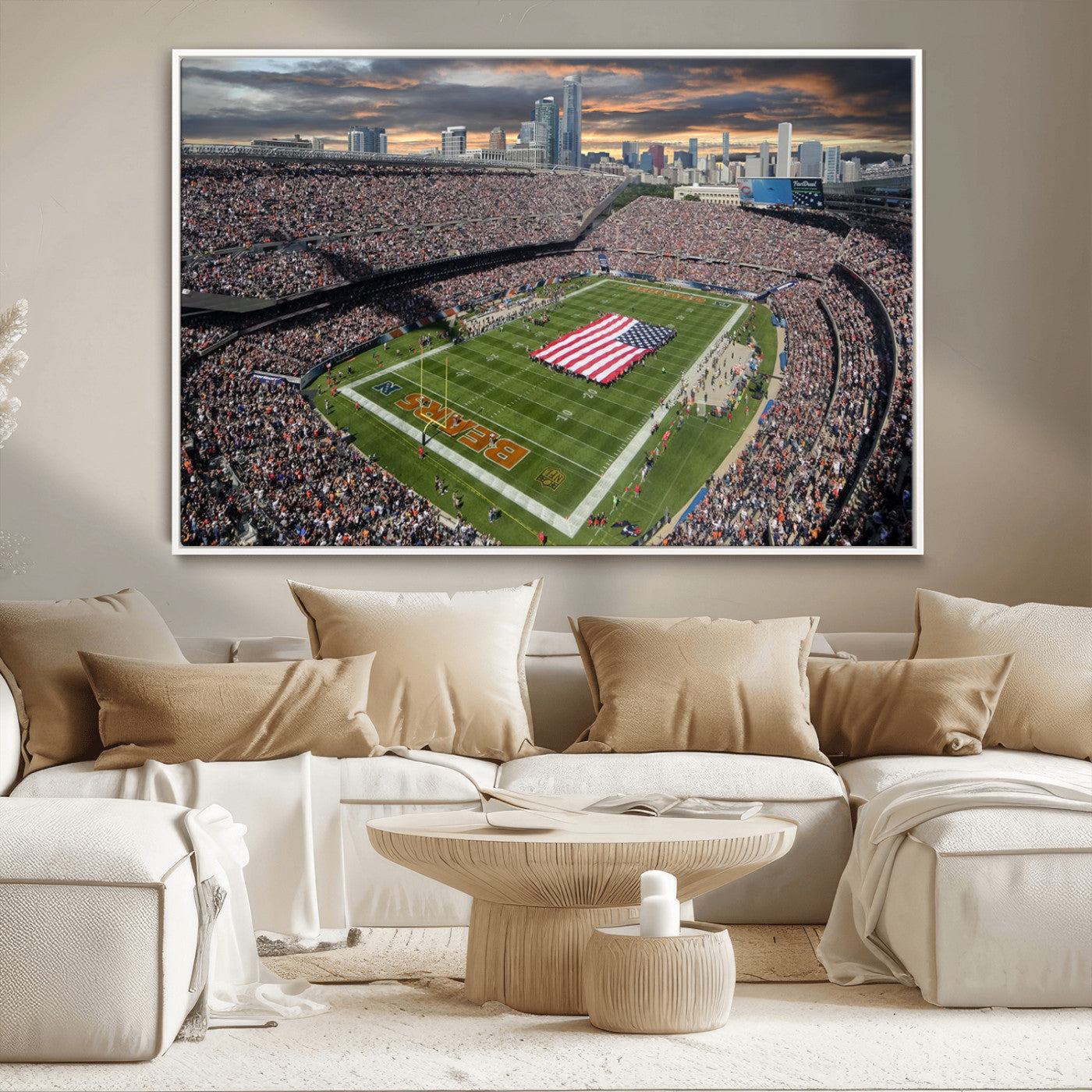 -Chicago Bears Soldiers Field Wall Art Canvas Print – Framed Football Stadium Artwork for Home, Office, Living Room