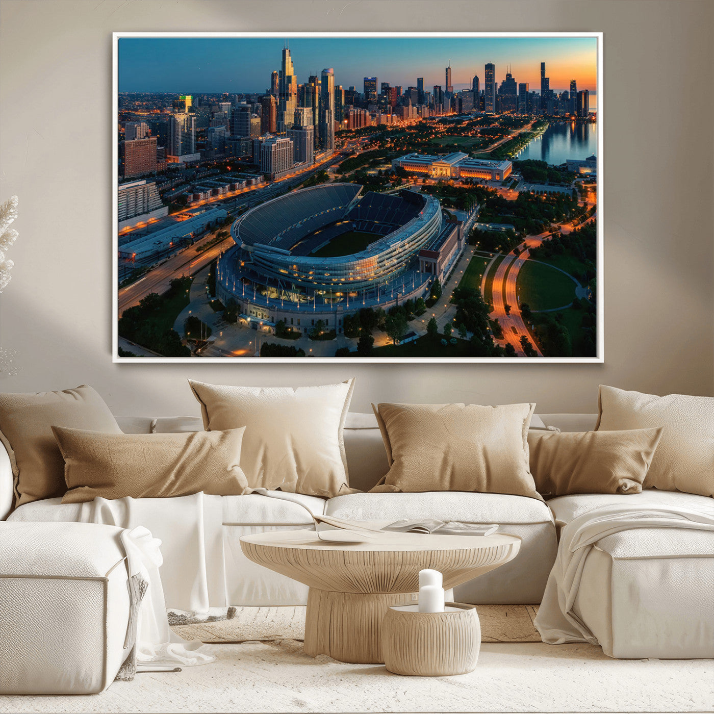-Chicago Bears Soldiers Field Wall Art Canvas Print – Framed Football Stadium Artwork for Home, Office, Living Room