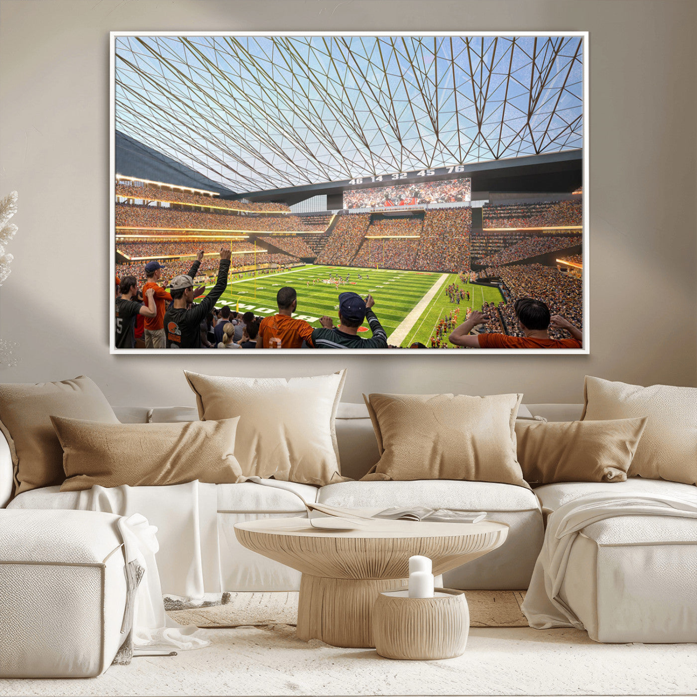 -Cleveland Browns Stadium Wall Art Canvas Print – Framed NFL Football Arena Artwork for Home, Office, Living Room