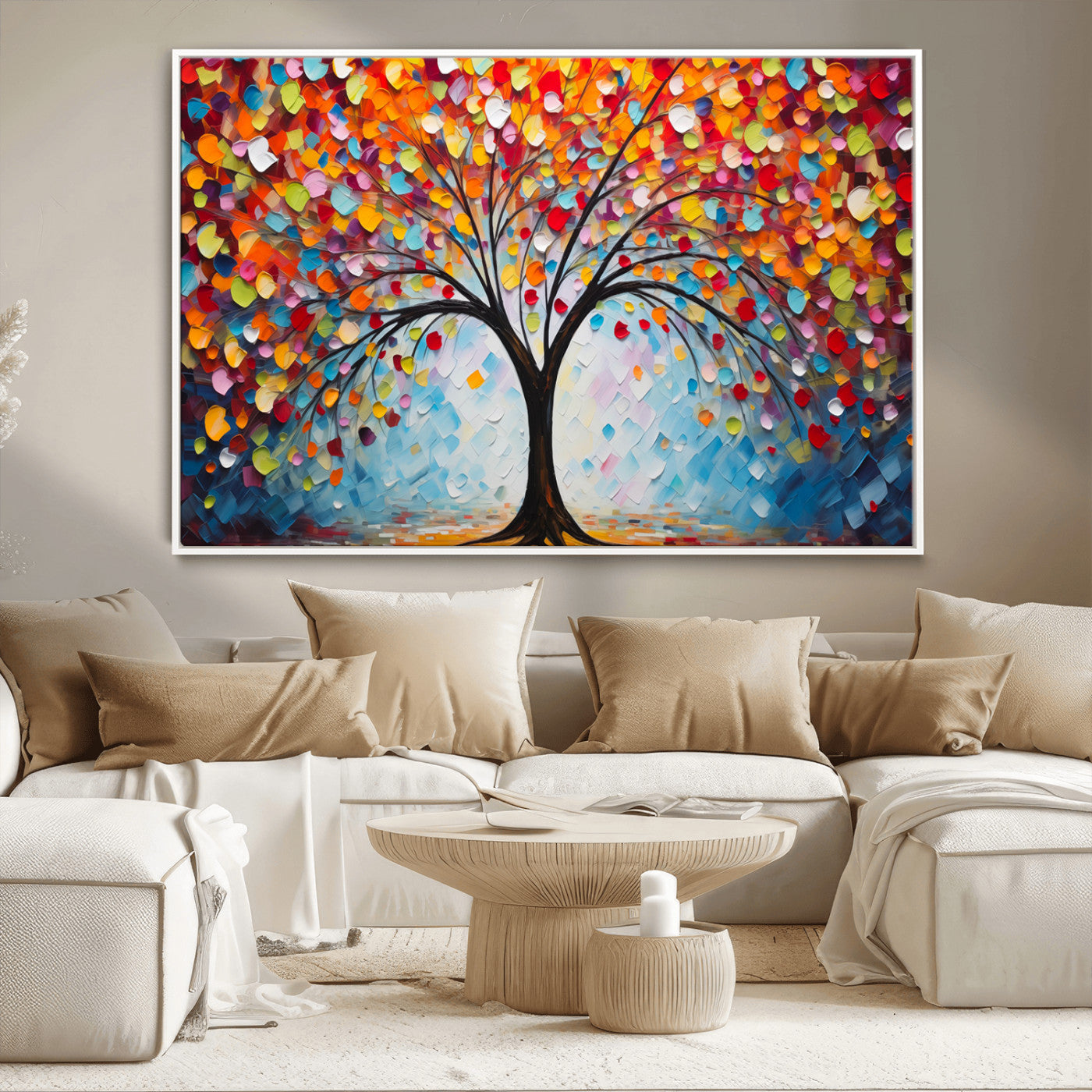 HS2447-MGV-CV-36X24-Vibrant Tree of Life Canvas Wall Art – Colorful Abstract Nature in Modern Decor - Ready to Hang