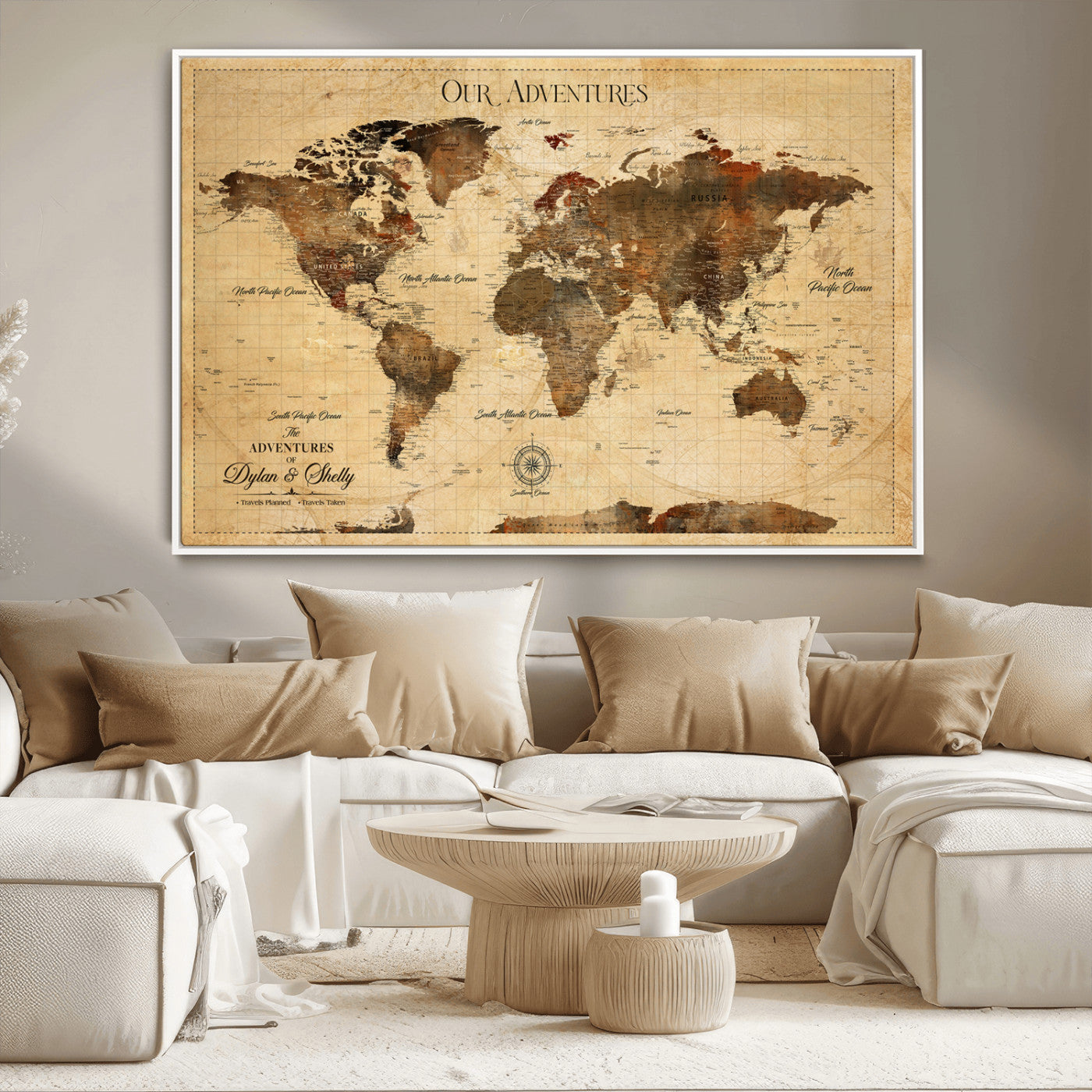 -Pastel Ocean Wall Art Canvas Print, Framed Soft Sunset Art Picture Print, Calm Sea Perfect