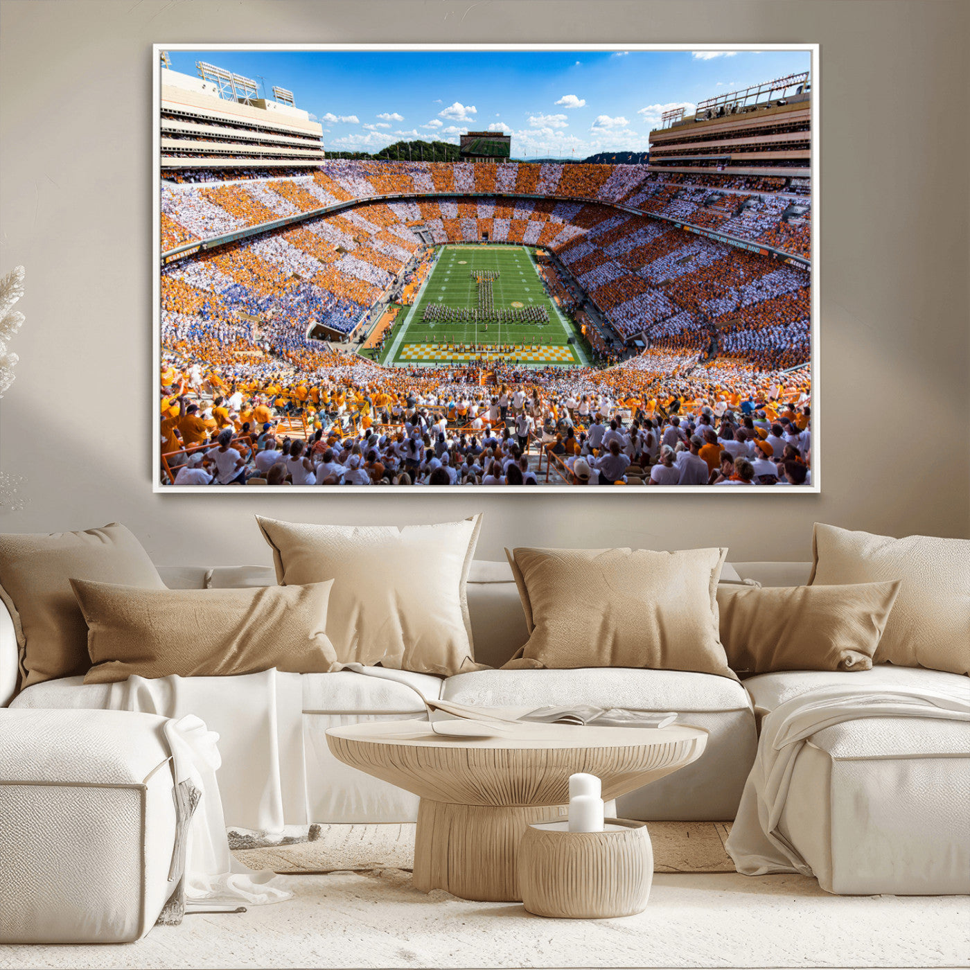 64238859-MGV-CV-36X24-Tennessee Neyland Stadium Wall Art Print, Sports Arena Canvas Wall Art, Panoramic Stadium Canvas Print, Modern Athletic Field Art Printing