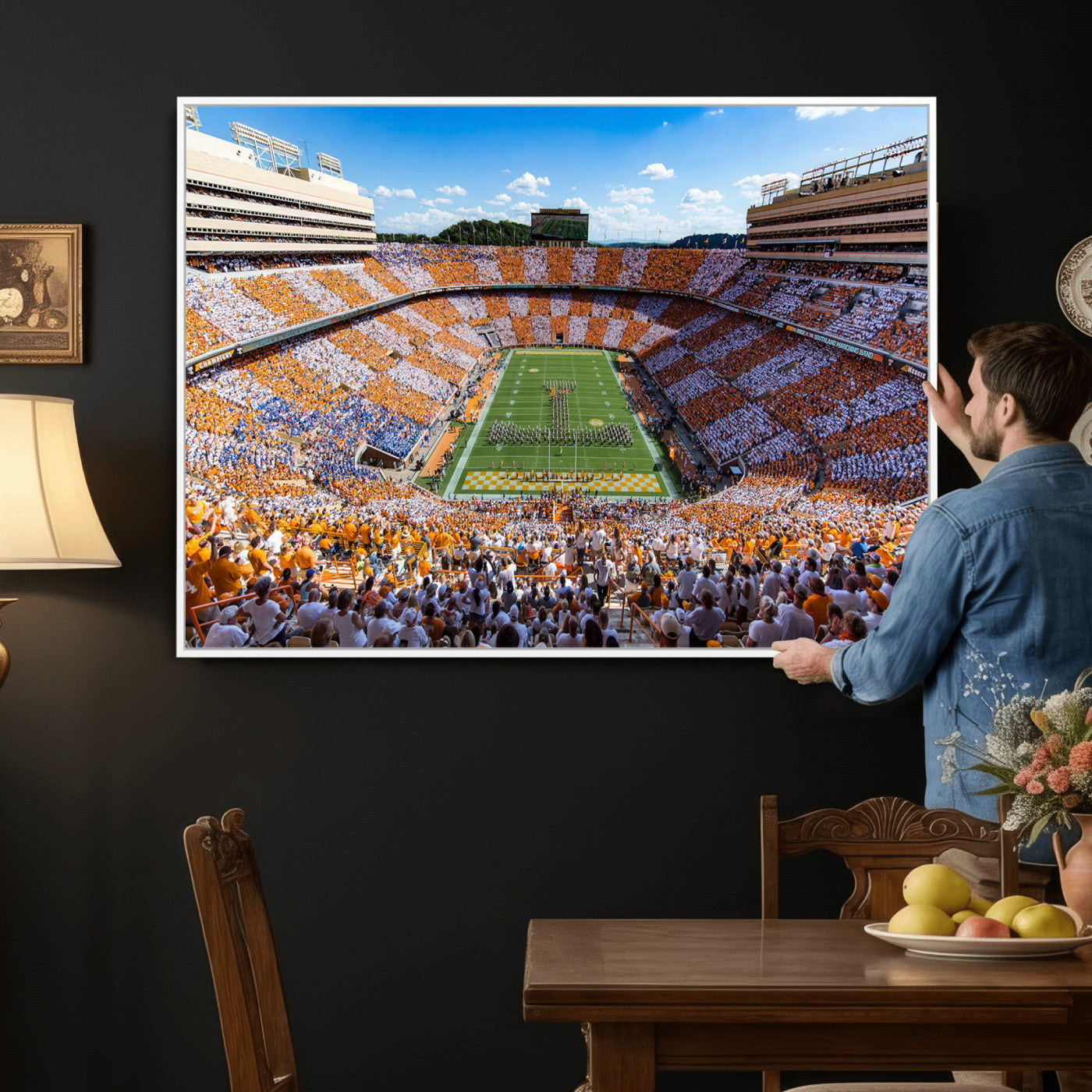 77097951-MGV-CV-36X24 - Tennessee Neyland Stadium Wall Art, Sports Arena Canvas Print, Panoramic Stadium Canvas Artwork for Home, Office