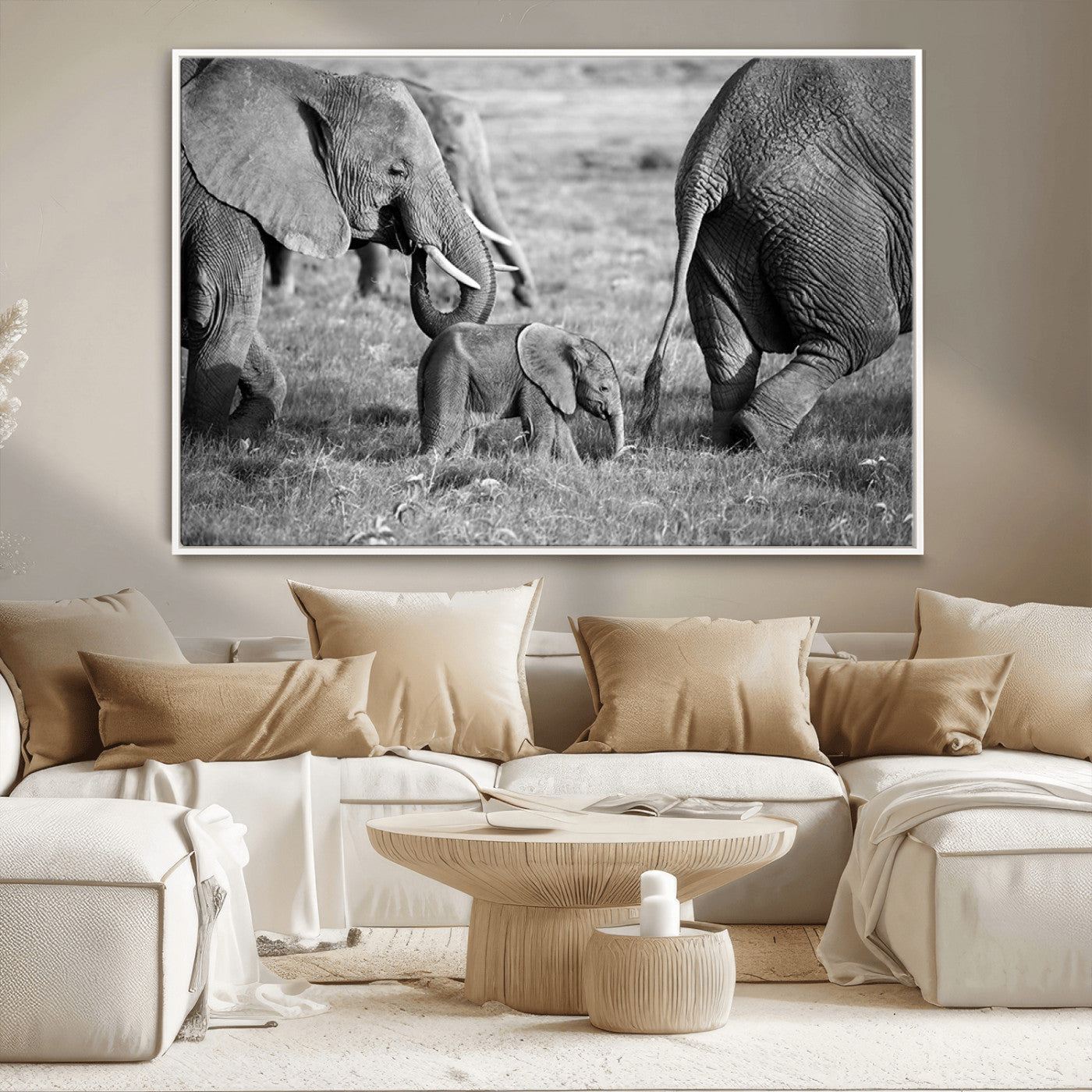 95787-MGV-FC-36X24_White-Wild Elephant Wall Art Canvas Print