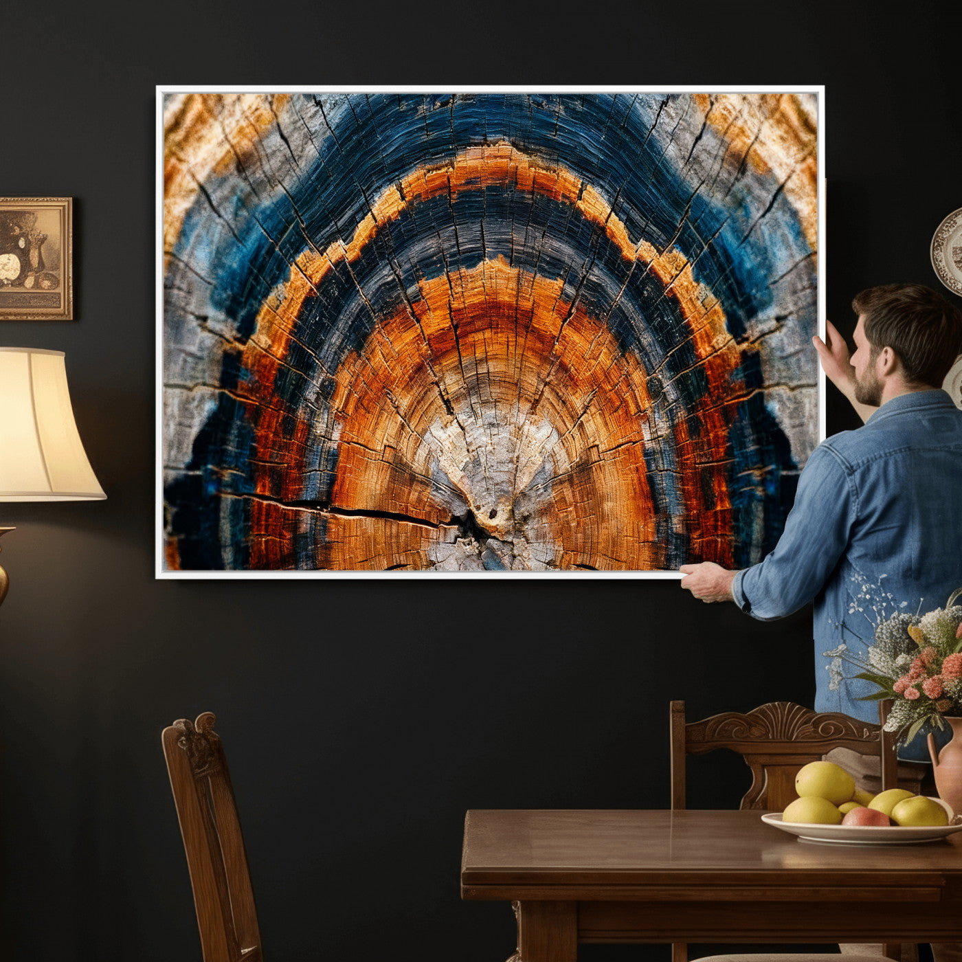 92693966N-MGV-CV-36X24 - Abstract Wood Grain Canvas Print, Tree Ring Pattern Wall Art, Framed Canvas Ready to Hang