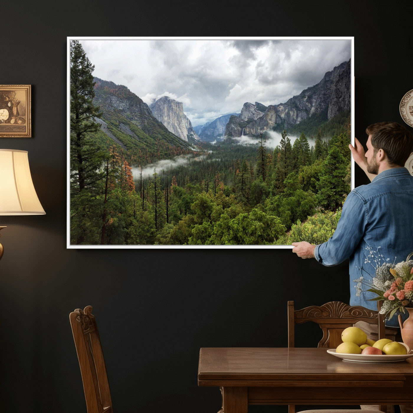 46168759-MGV-CV-36X24 - Yosemite Valley Wall Art Canvas Print, El Capitan Mountain Landscape Nature Wall Decor