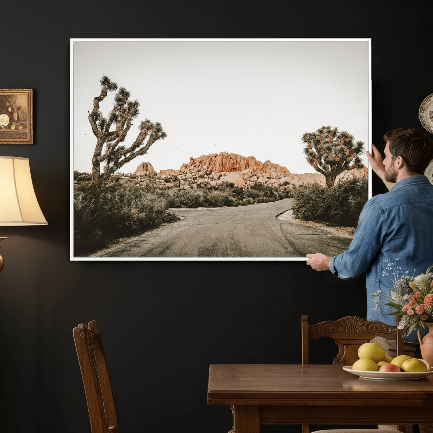 97248544-MGV-CV-36X24 - Joshua Tree Desert Wall Art Canvas Print, Minimal Southwestern Landscape Nature Wall Decor for Modern and Boho Interiors