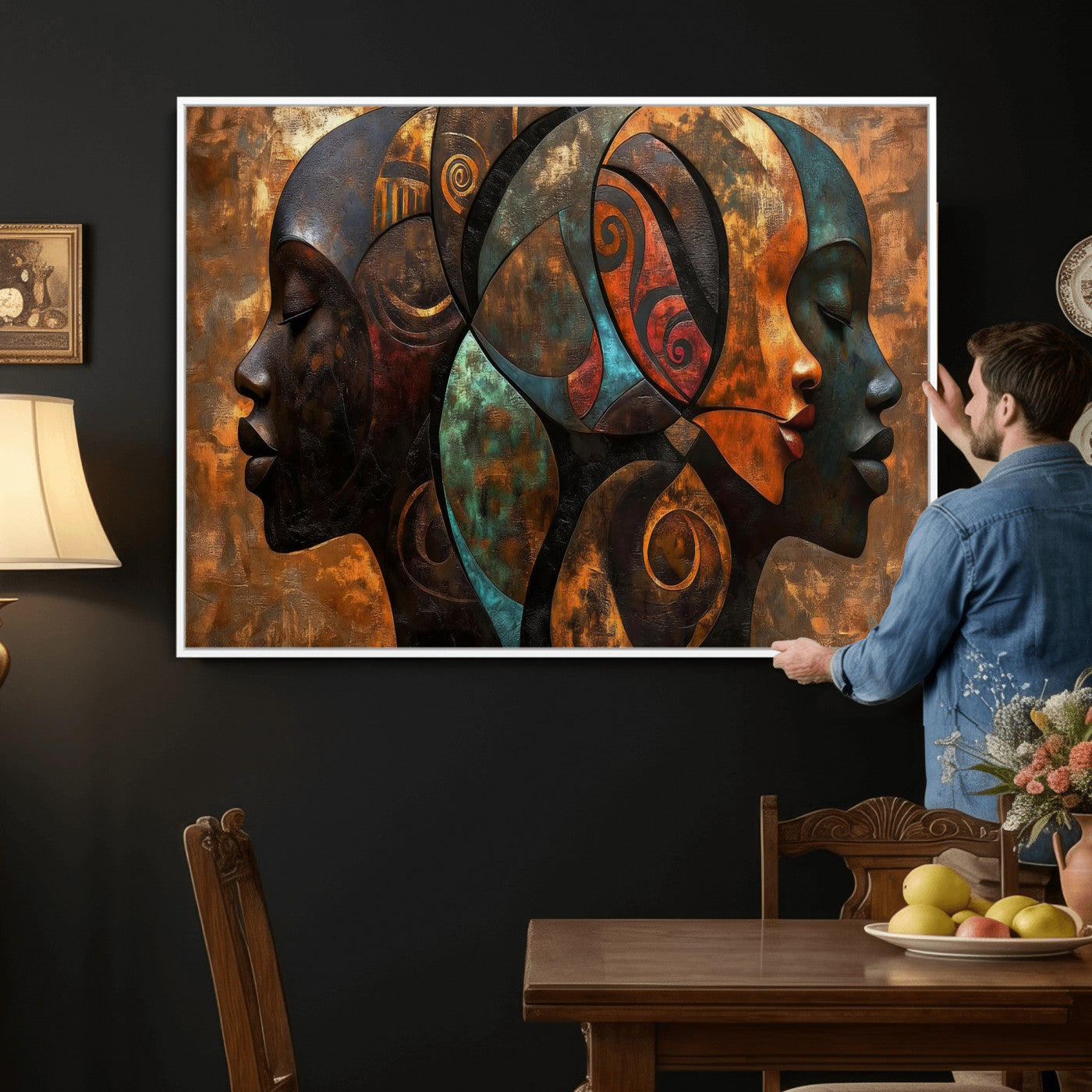 81517886-MGV-CV-36X24 - Abstract Afro American Women Wall Art Canvas Print