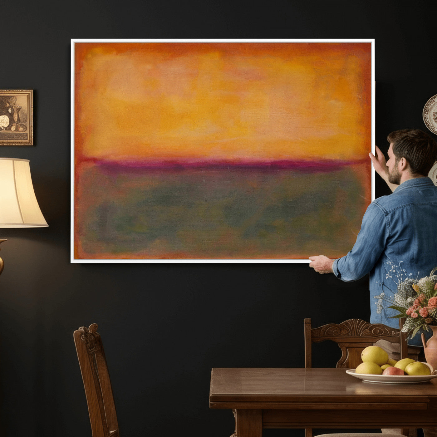 21628300-MGV-CV-36X24 - Abstract Color Field Wall Art Canvas Print, Framed Minimalist Horizon Artwork for Living Room Bedroom Office