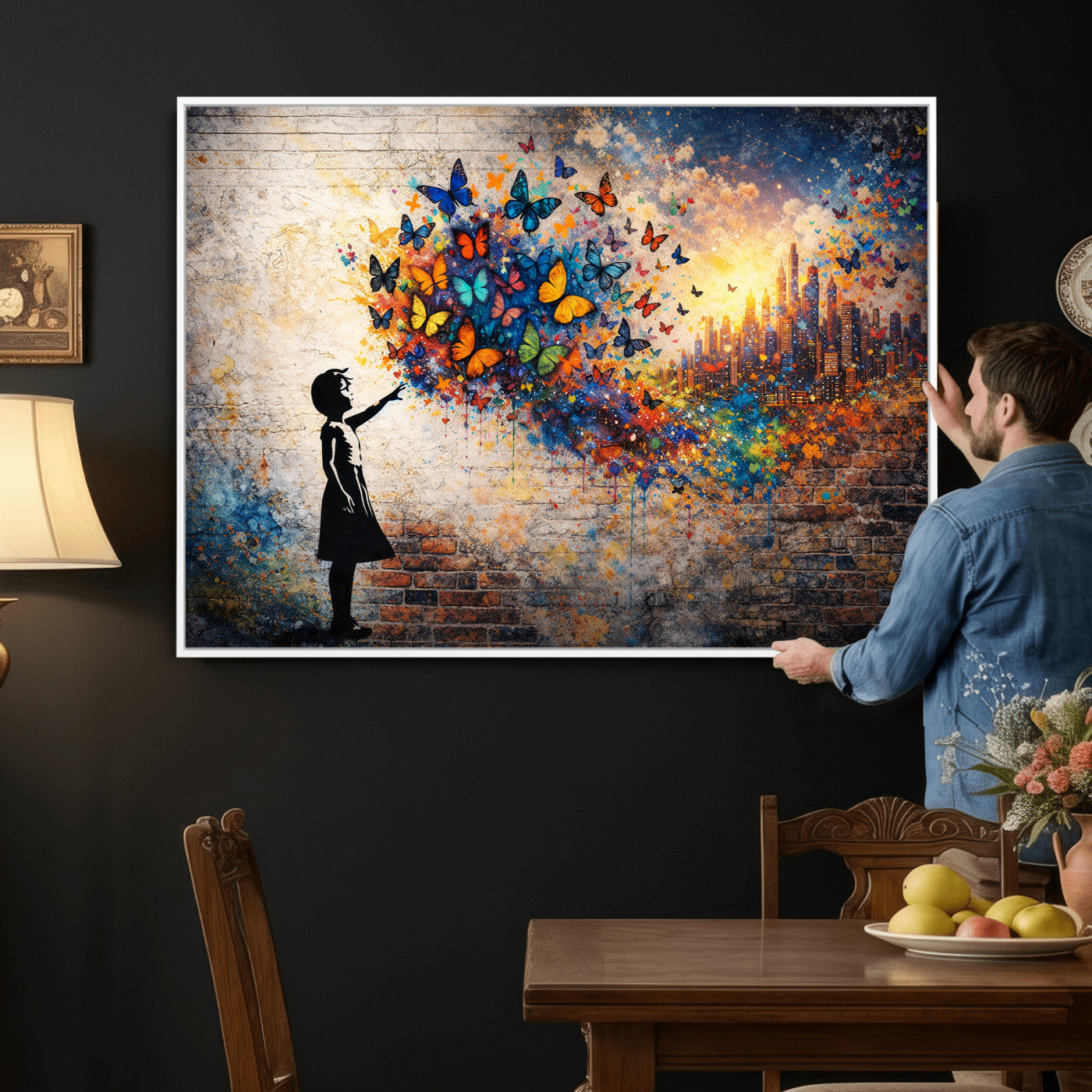 21540821-MGV-CV-36X24 - Banksy Girl Wall Art Canvas Print for Living Room Decor