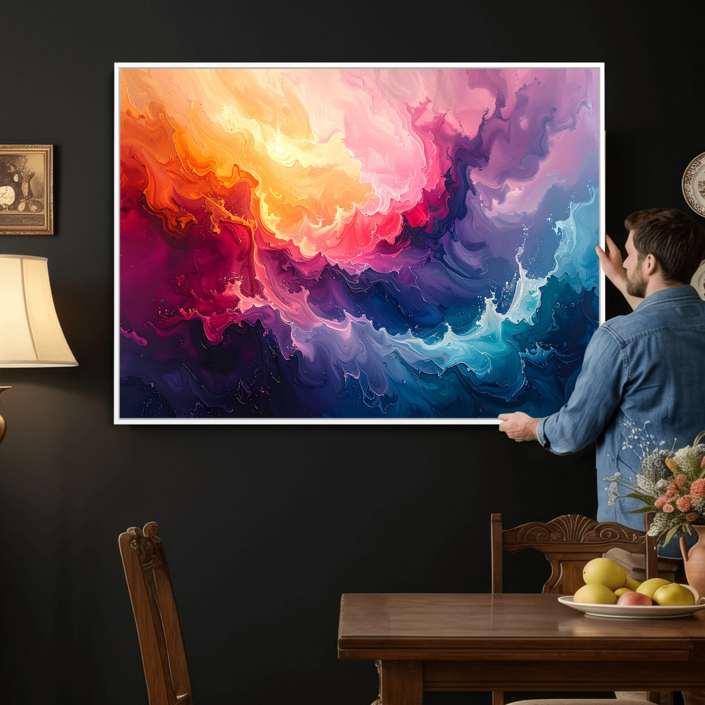 16157633-MGV-CV-36X24 - Colorful Abstract Canvas Wall Art Print, Vibrant Popup Color Art Print