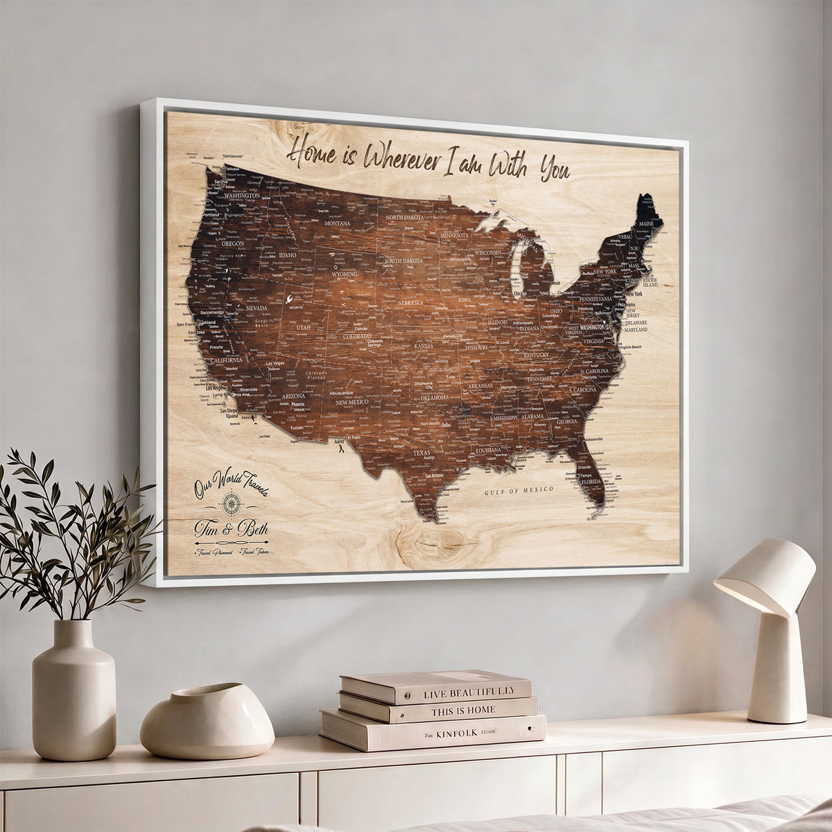 16274332-_Poster-30x20 - Personalized USA Push Pin Travel Map Canvas for Adventure Wall Decor
