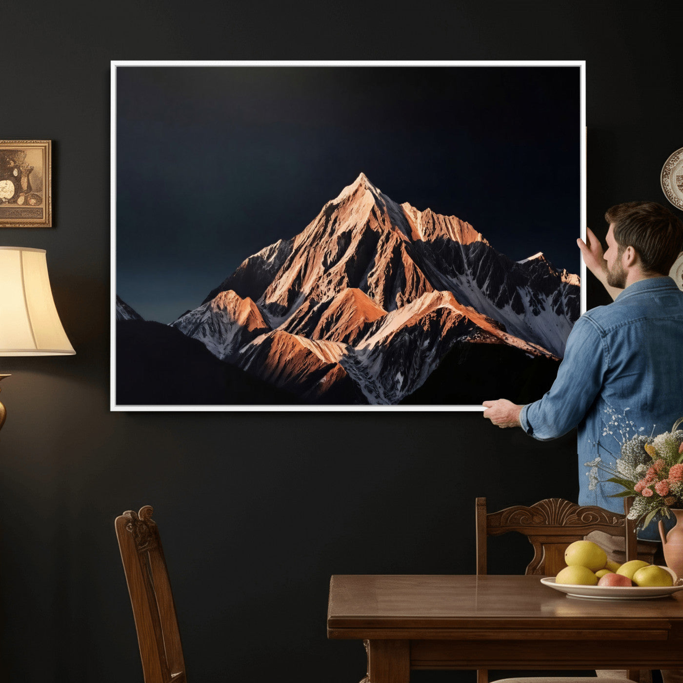 10196184-MGV-CV-36X24 - Snow Mountain Wall Art Canvas Print for Living Room Decor