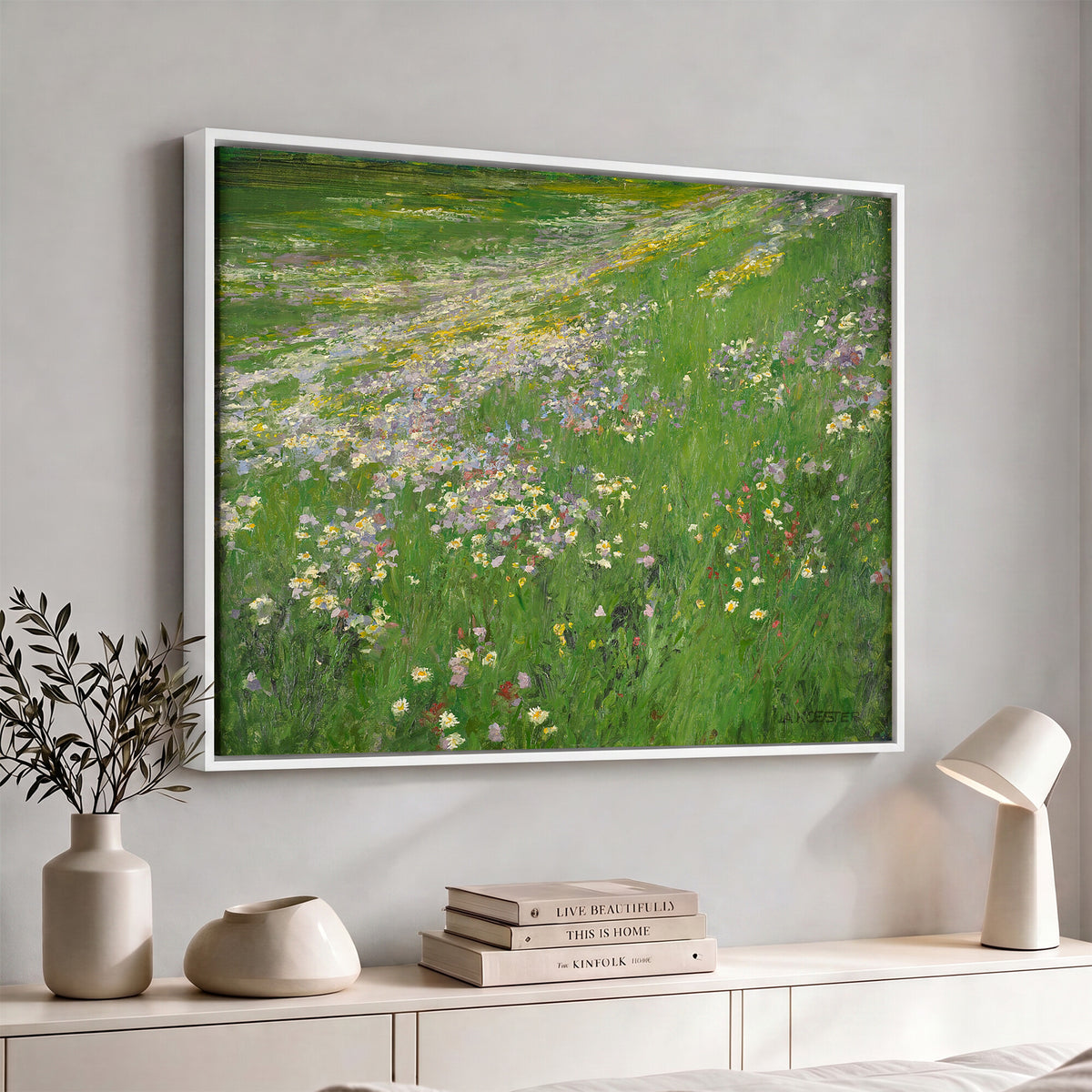 63535040-MGV-CV-36X24 - Alexander Koester Flower Meadow Canvas Wall Art, Vintage Landscape Print