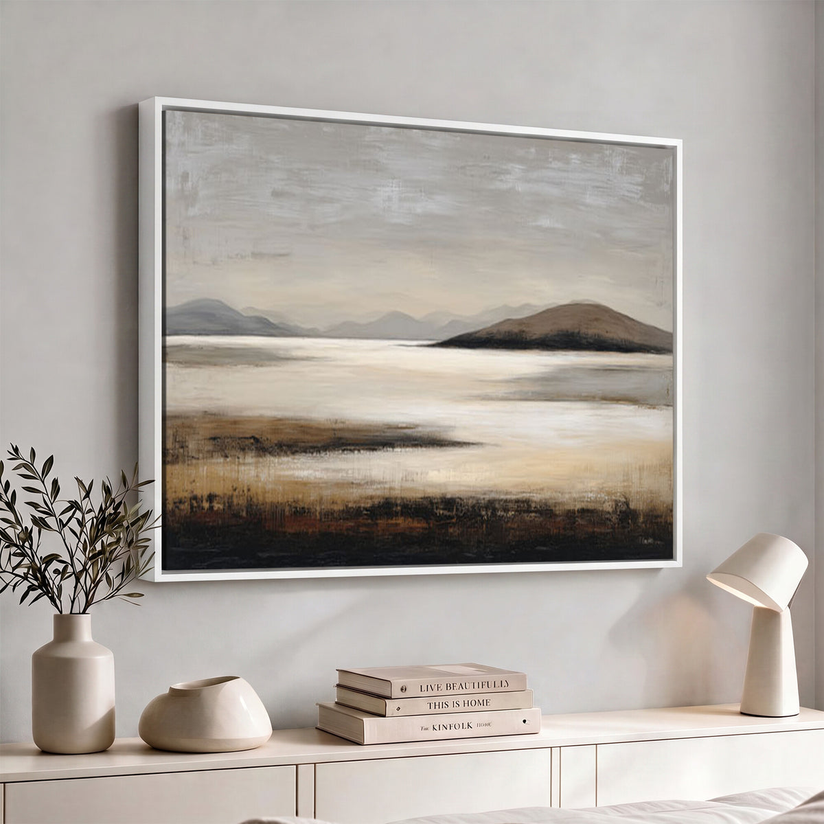 70892205-MGV-CV-36X24 - Modern Abstract Landscape Canvas Wall Art, Minimalist Nature Printing