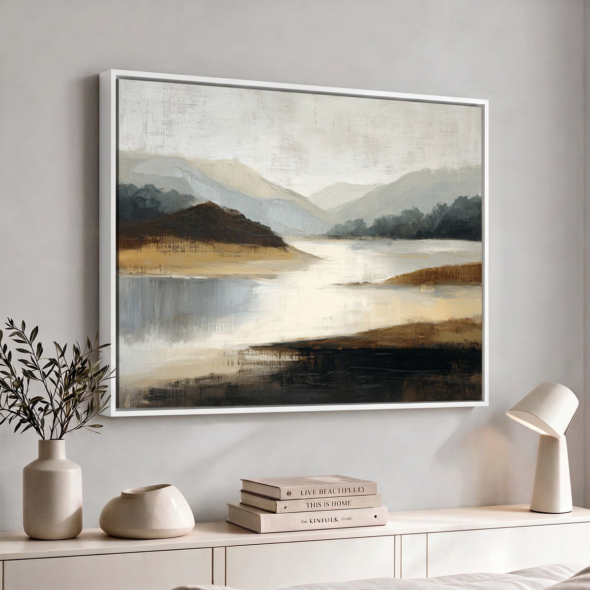 36730896-MGV-CV-36X24 - Modern Abstract Landscape Canvas Wall Art, Minimalist Nature Printing