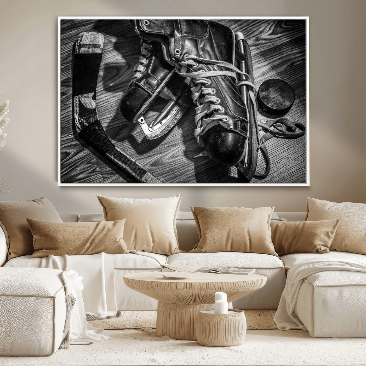 20553-MGV-CV-36X24-Old Pair of Mens Skates Wall Art Canvas, Men Skates Wall Art Print