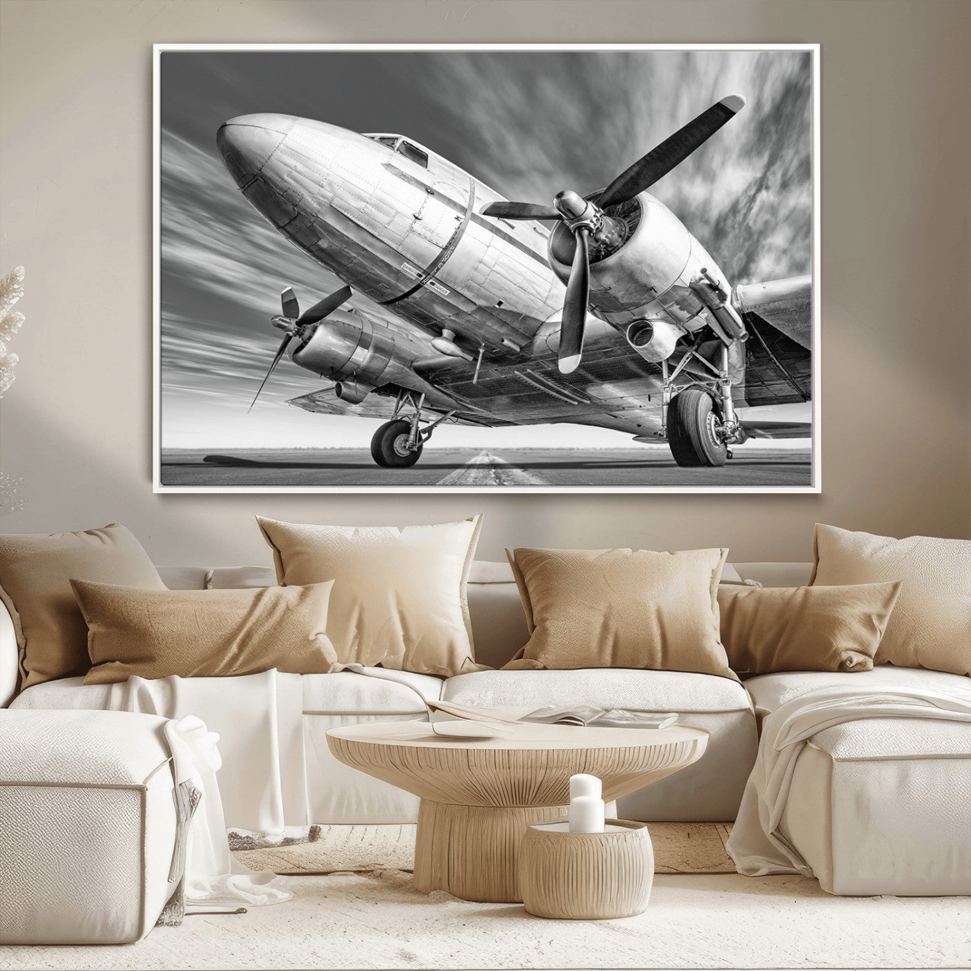 82744-MGV-CV-36X24-Vintage Airplane on Runway Canvas Print