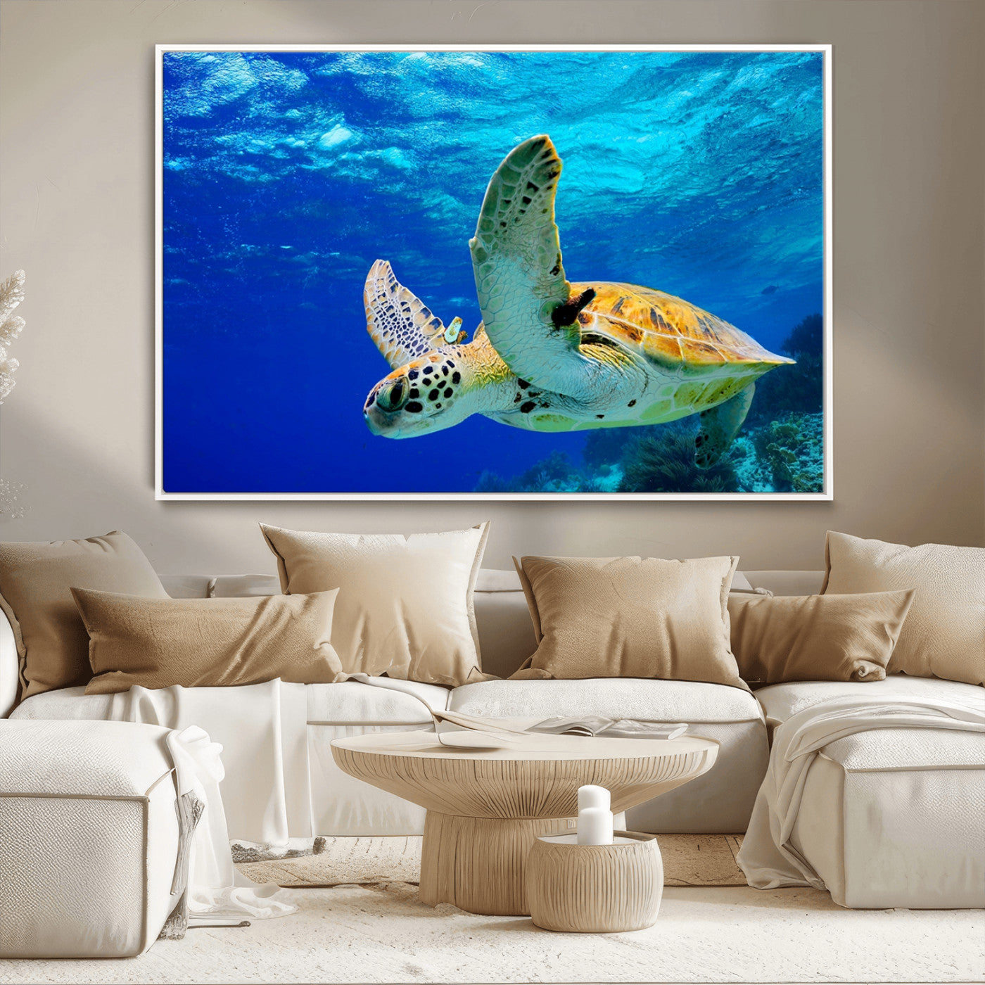 16292-MGV-CV-36X24-Sea Turtle Wall Art Canvas Print, Sea life in the Ocean Wall Art Printing