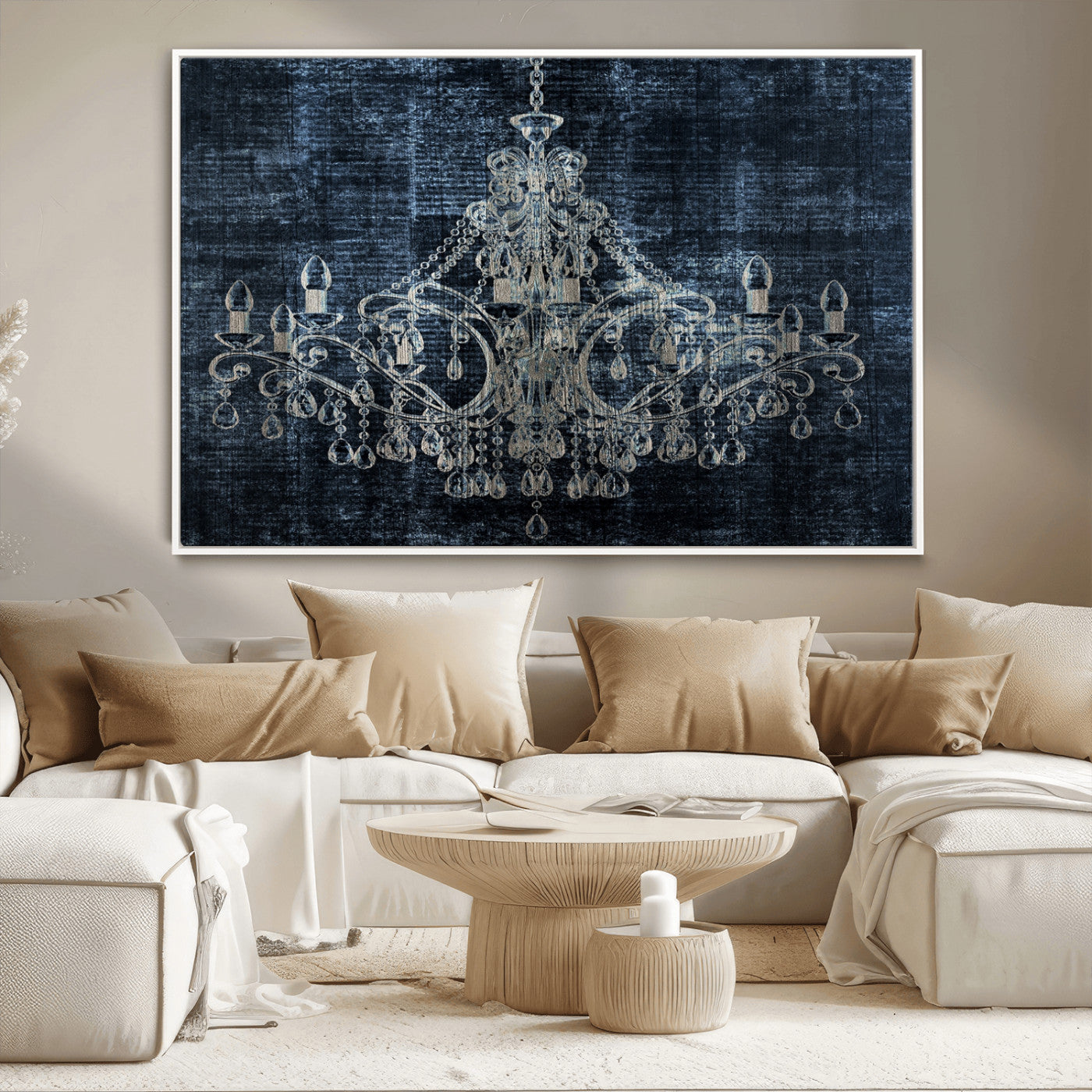 -Dark Chandelier Wall Art Canvas Print