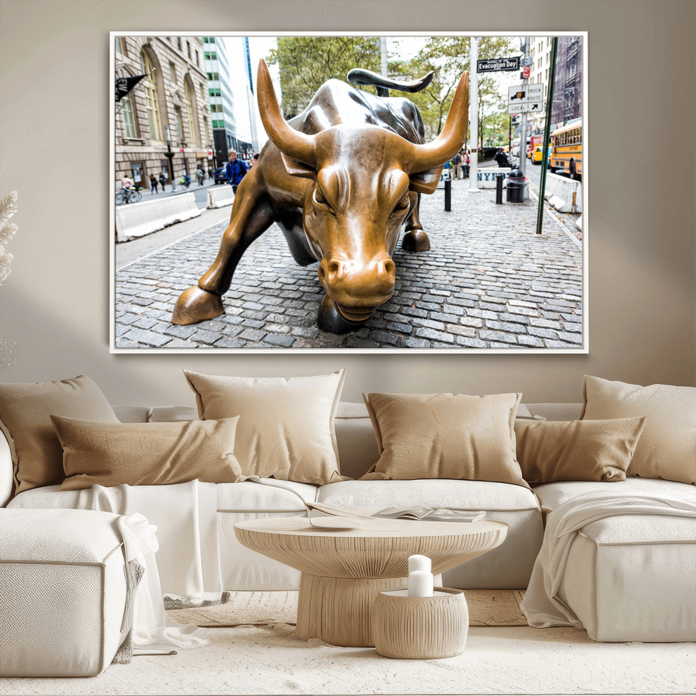 -Charging Bull Wall Art Canvas Print