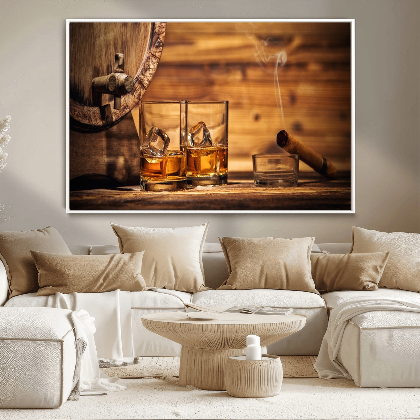 -Rustic Whiskey and Barrel Canvas Print