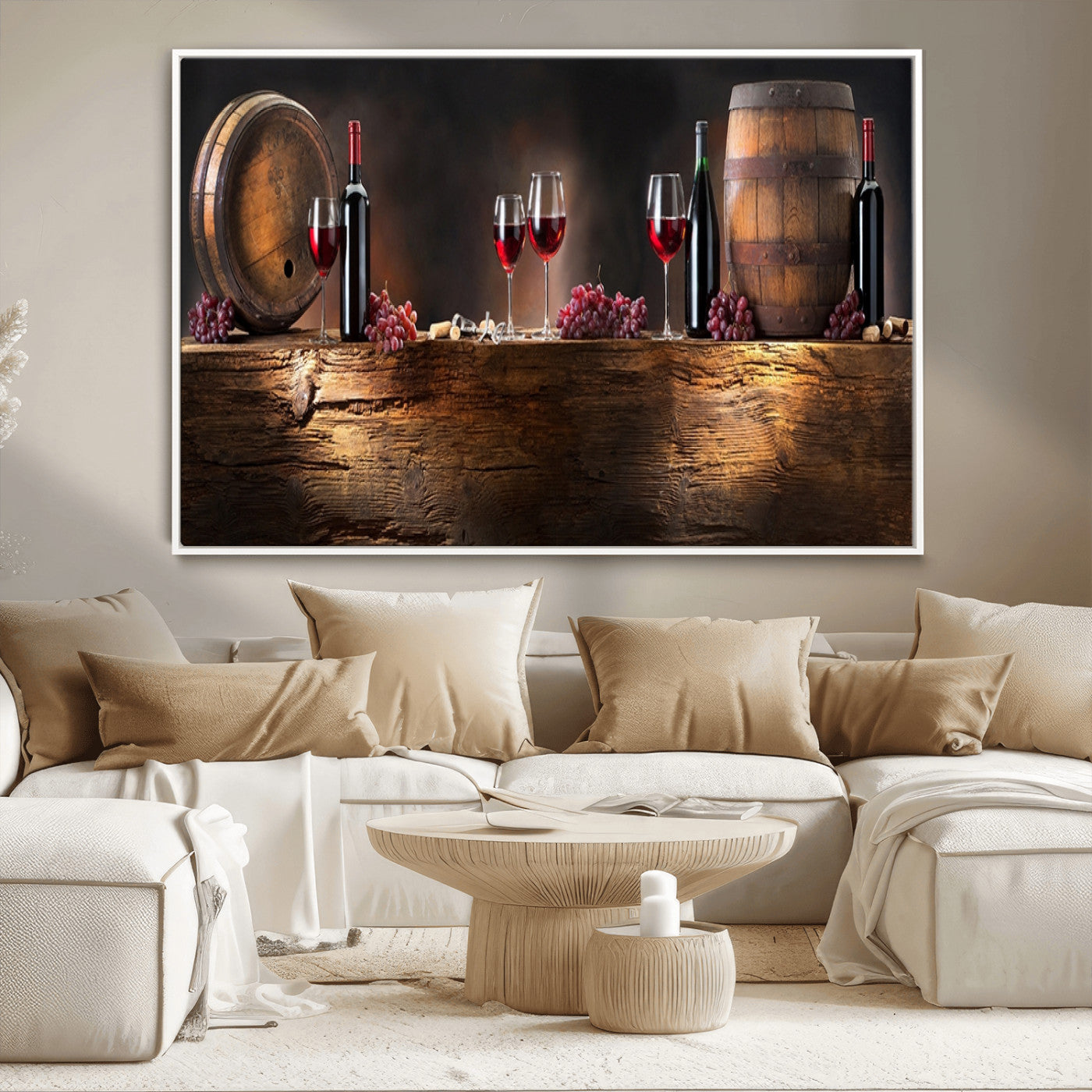 -Wine and Barrels Wall Art Canvas Print