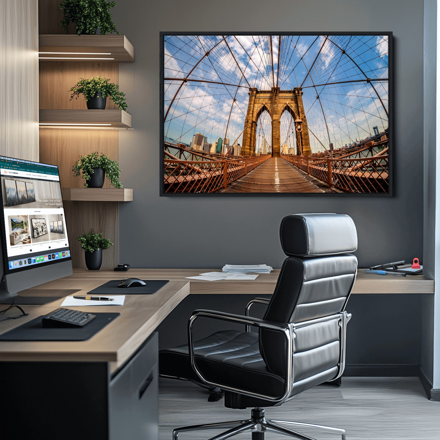 -Brooklyn Bridge Manhattan Wall Art Canvas Print
