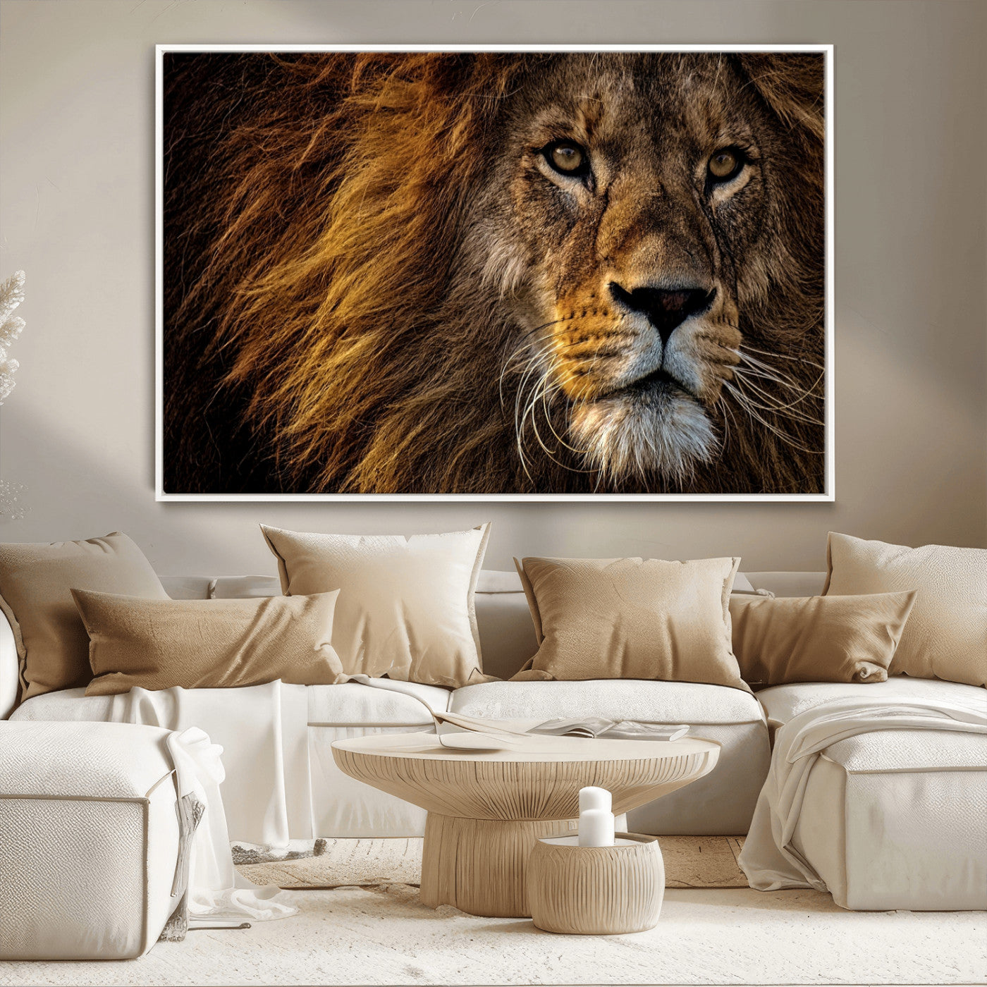-Mighty Lion Wall Art Canvas Print – Majestic Animal Portrait Artwork for Home, Office, Living Room, Guest Room