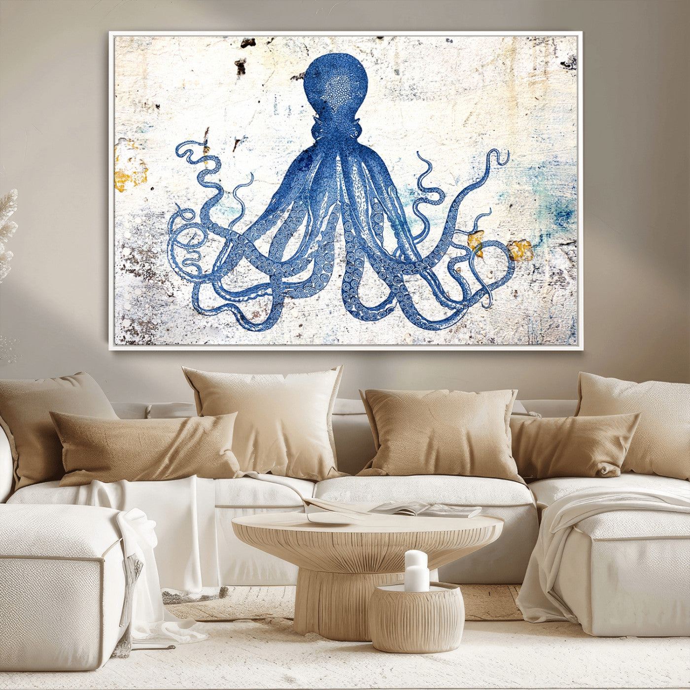 38211-MGV-CV-36X24-Octopus Canvas Wall Art | Coastal Marine Life Artwork for Living Room, Bedroom, or Office |