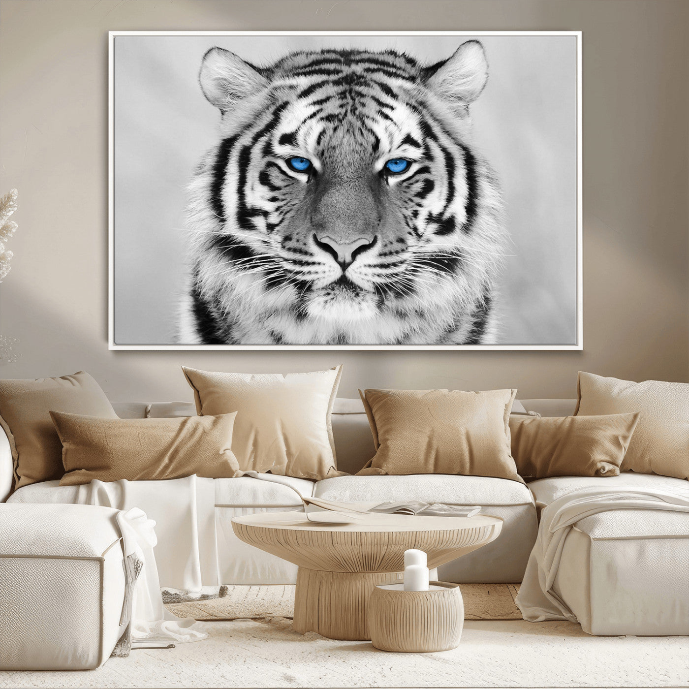 -Black and White Tiger Wall Art Animal Canvas Print
