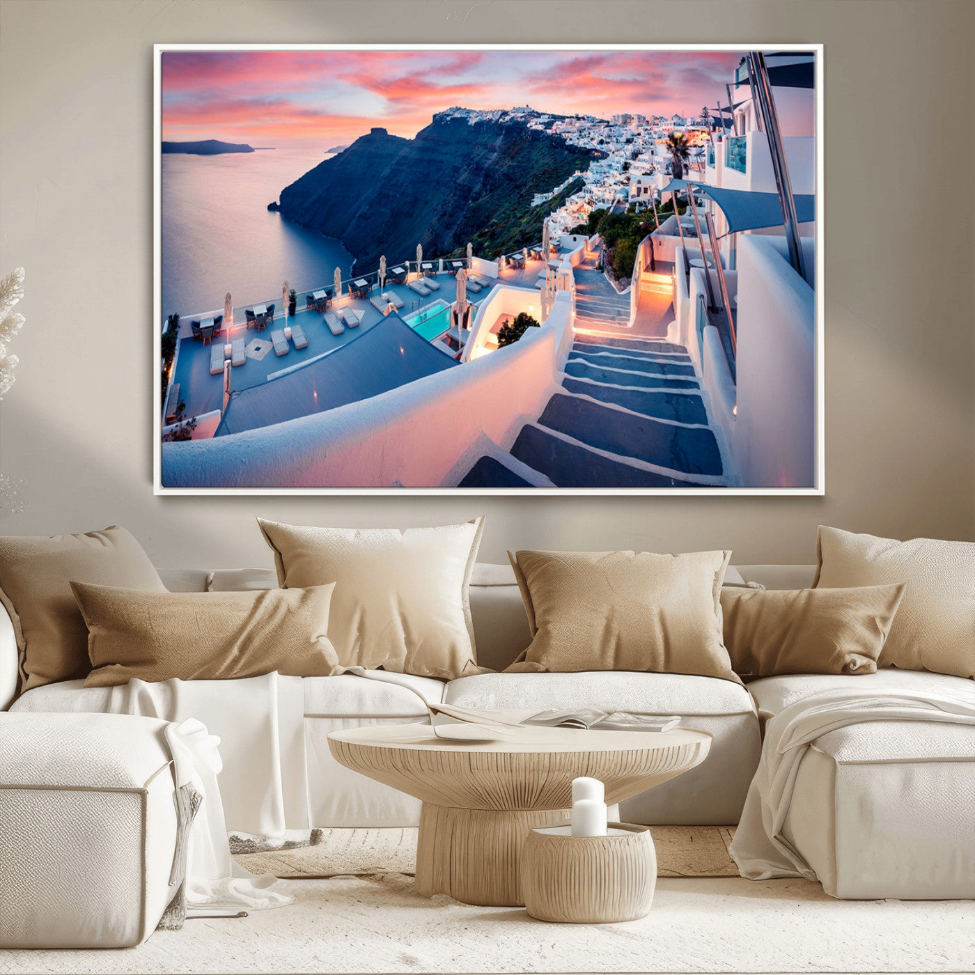 -Santorini Island Wall Art Canvas Print