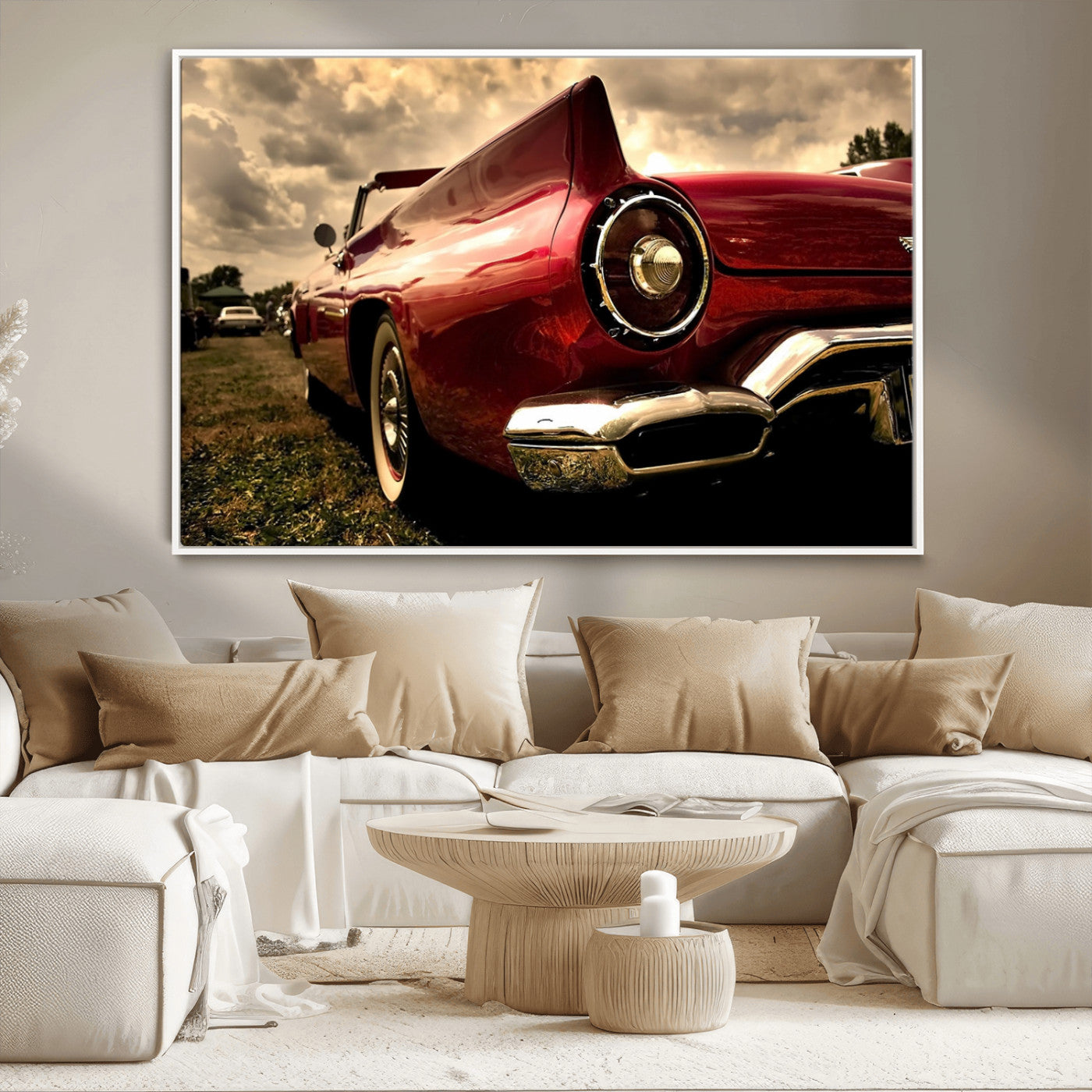 -Red Classic Car Wall Art Canvas Print