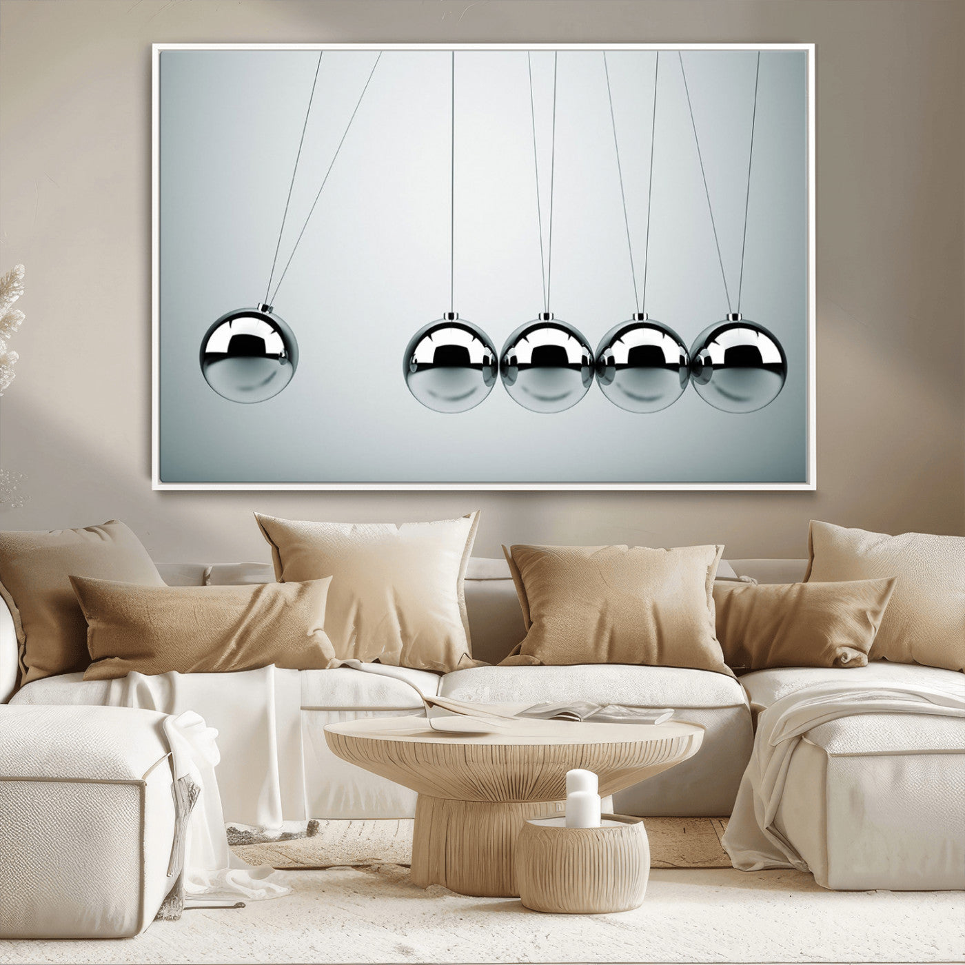 -Newton's Cradle Wall Art Canvas Print, Framed Newton Cradle Wall Art