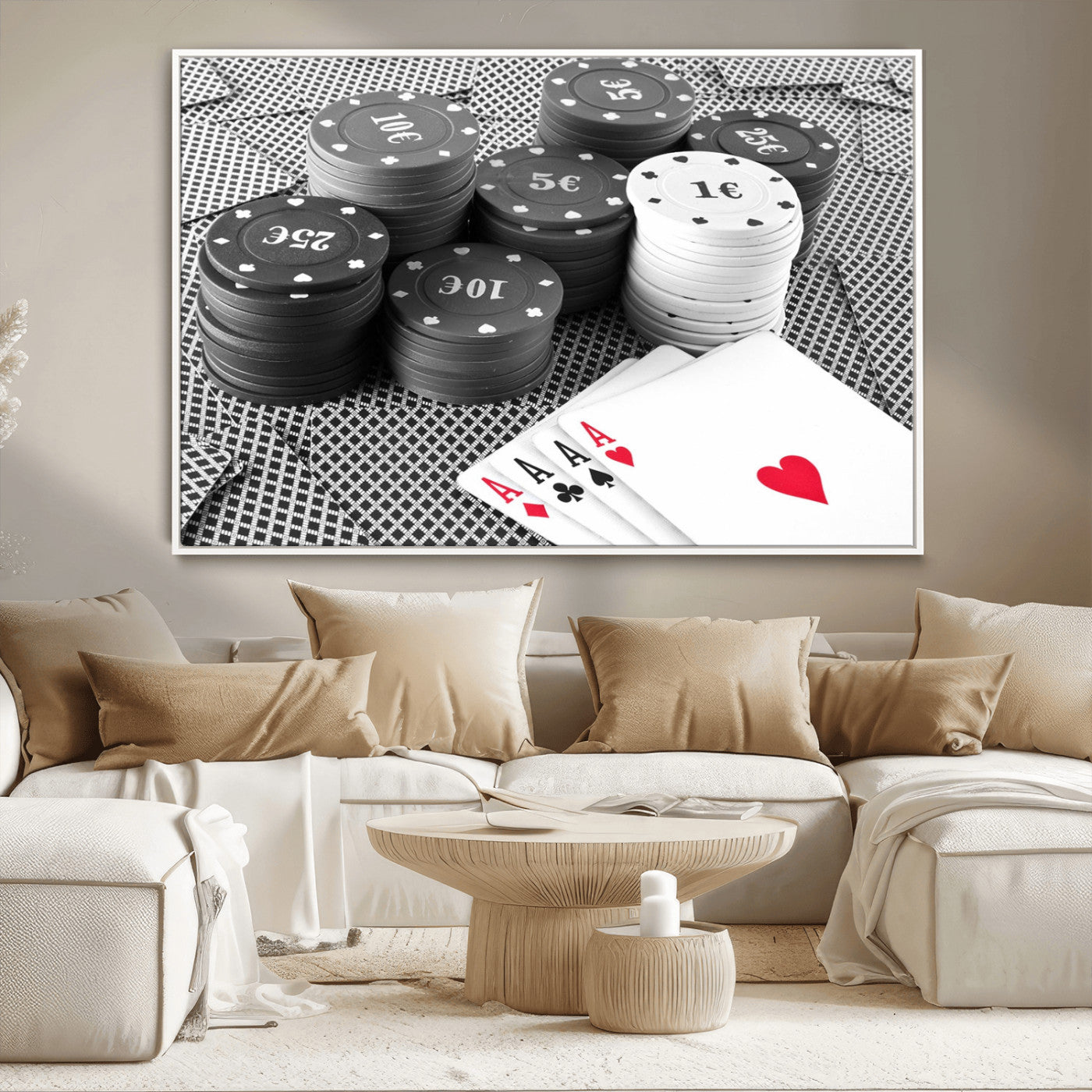 -Poker Game Cards Wall Art Canvas, Multi Panel Wall Art Canvas Print